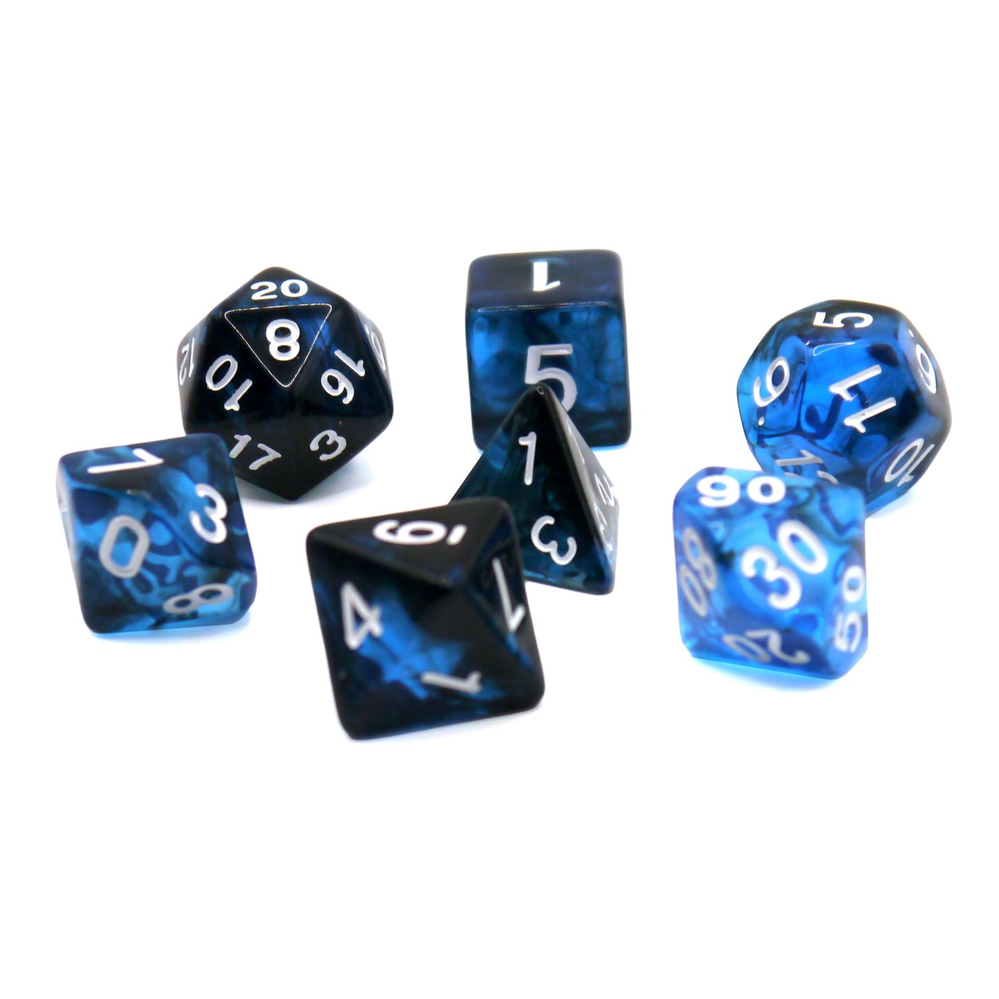 7-teiliges RPG Würfelset Transparent: Nebula Midnight