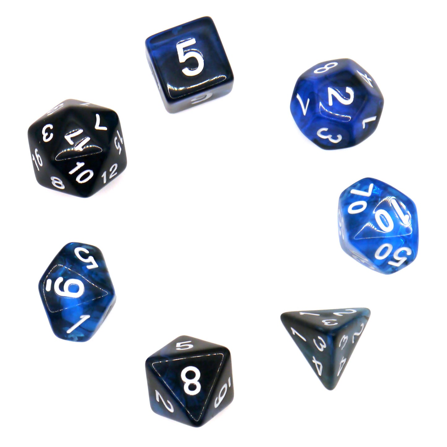 7-teiliges RPG Würfelset Transparent: Nebula Midnight