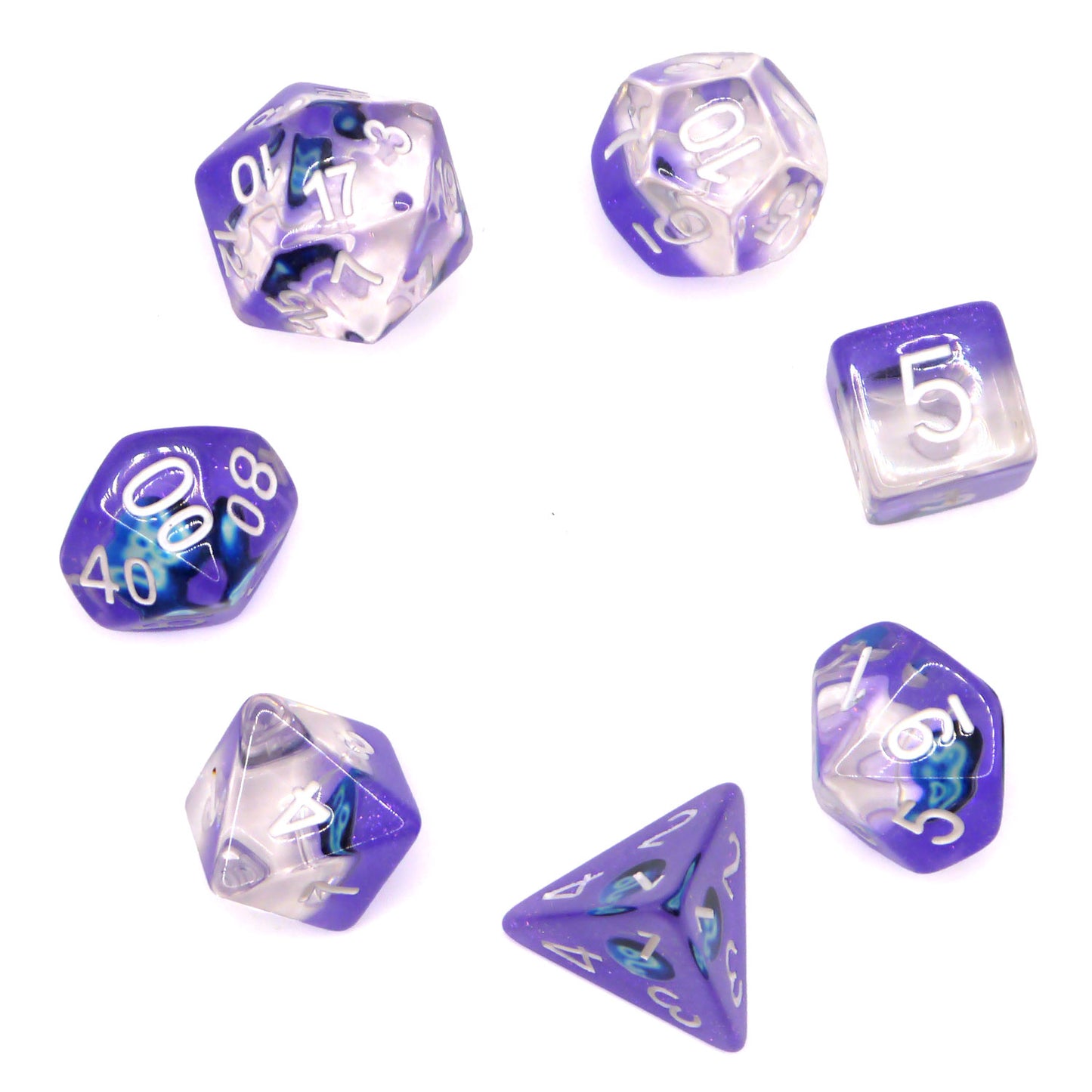 7-teiliges RPG Würfelset Transparent: Zodiac Sagittarius