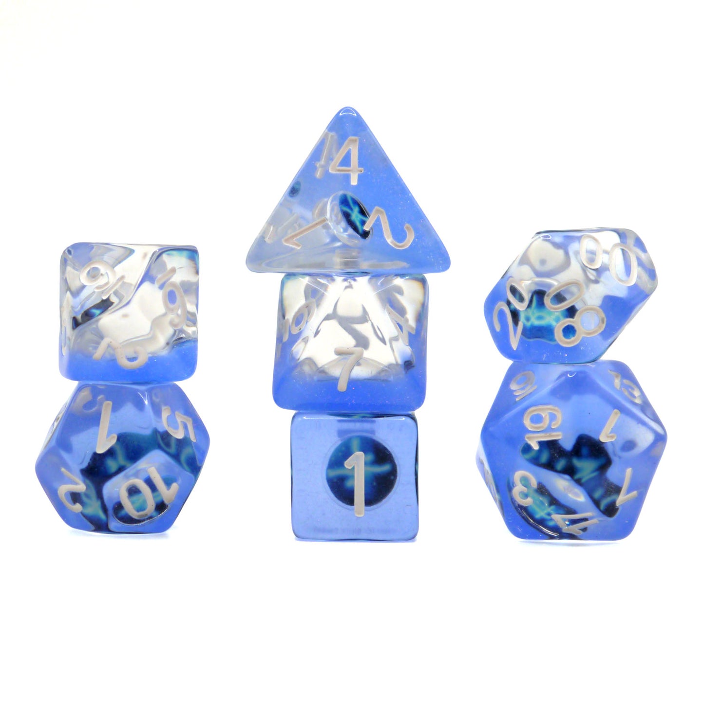 7-teiliges RPG Würfelset Transparent: Zodiac Pisces