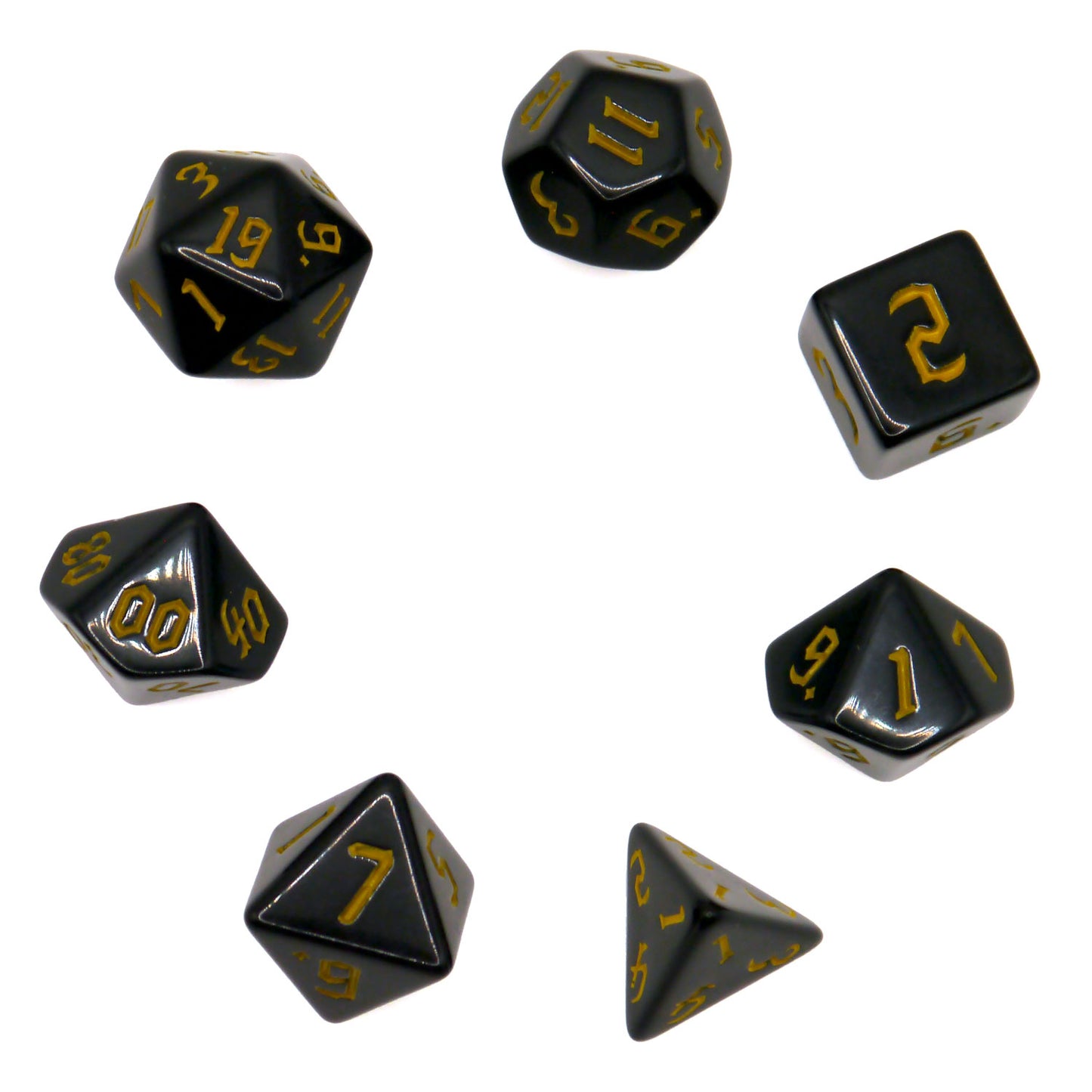 7-teiliges RPG Würfelset Opaque: Chon Drite Black/Yellow