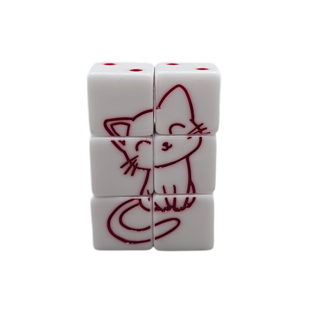 D6 Würfelset Puzzle: Cat White