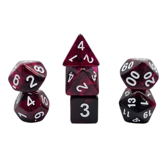 7-teiliges RPG Würfelset Transparent: Dark Magenta