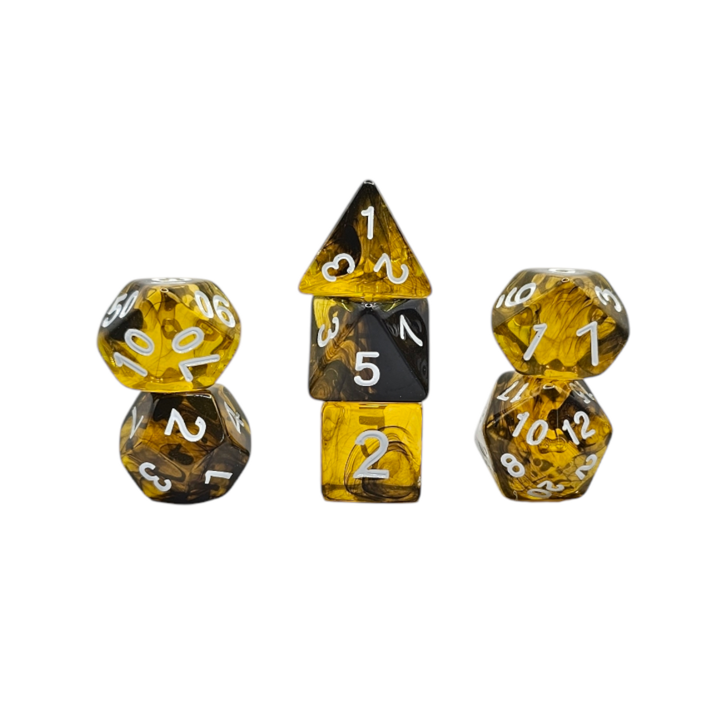 7-teiliges RPG Würfelset Transparent: Bumblebee