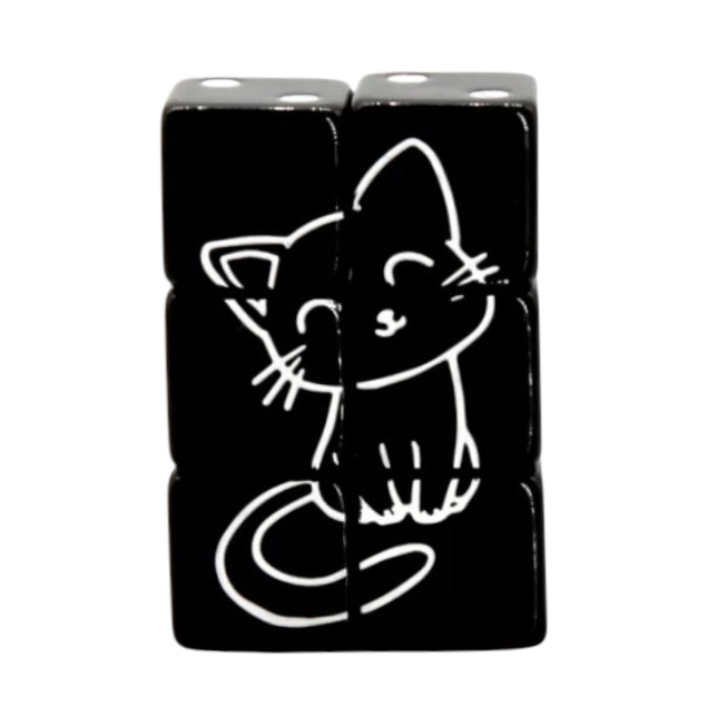 D6 Würfelset Puzzle: Cat Black
