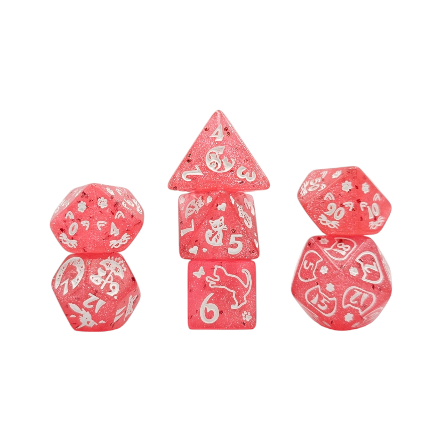 7-teiliges RPG Würfelset Galaxy: Cat Pink