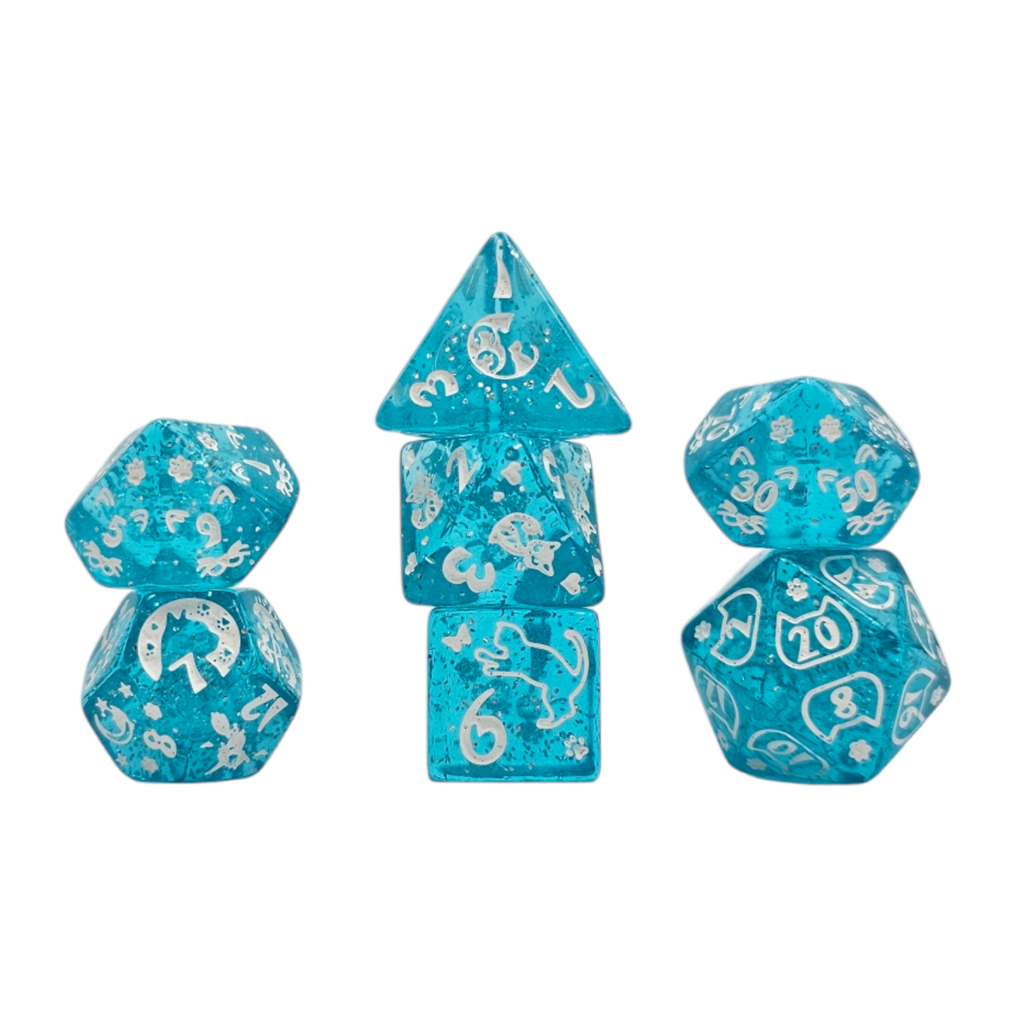 7-teiliges RPG Würfelset Galaxy: Cat Blue