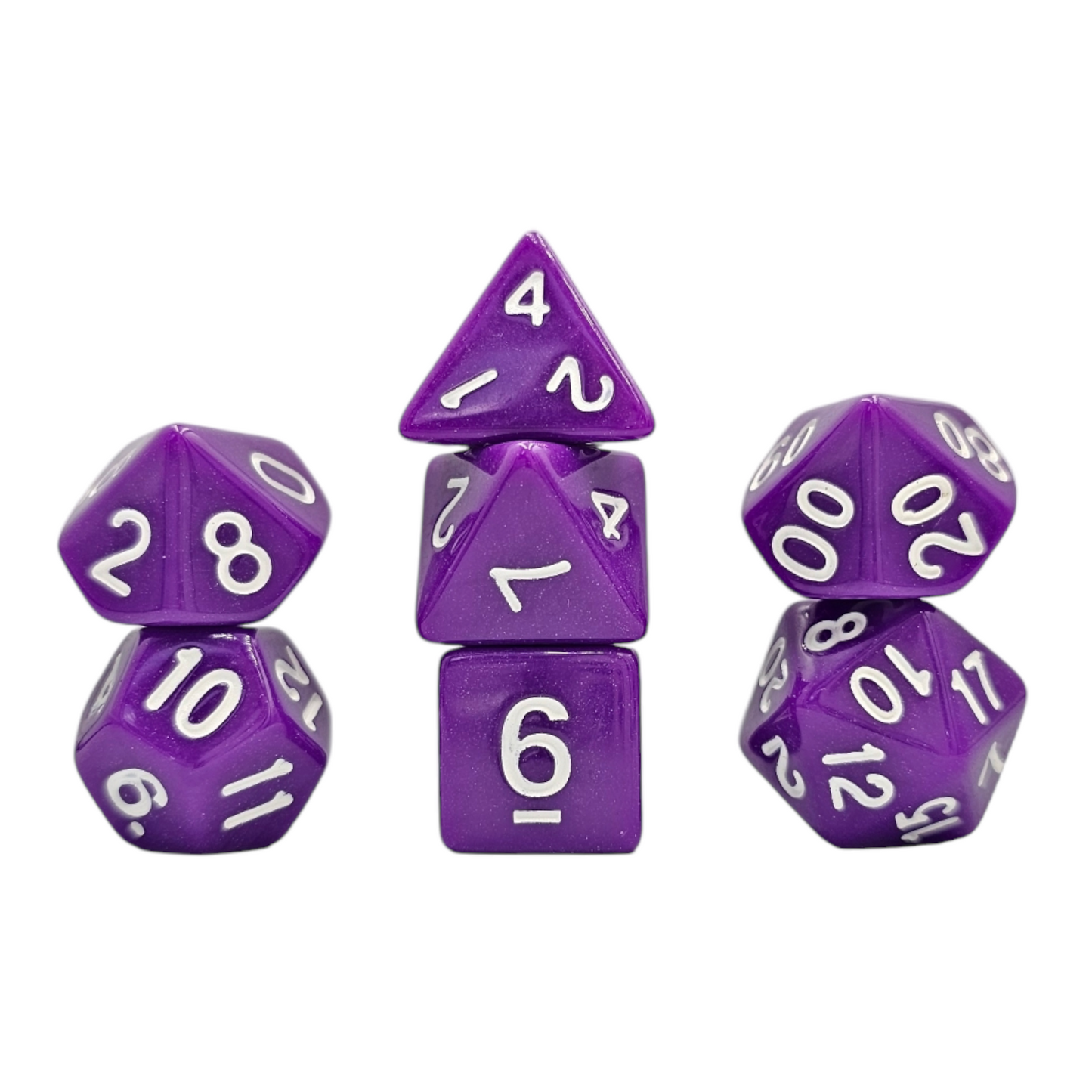 7-teiliges RPG Würfelset Opaque: Purple/White