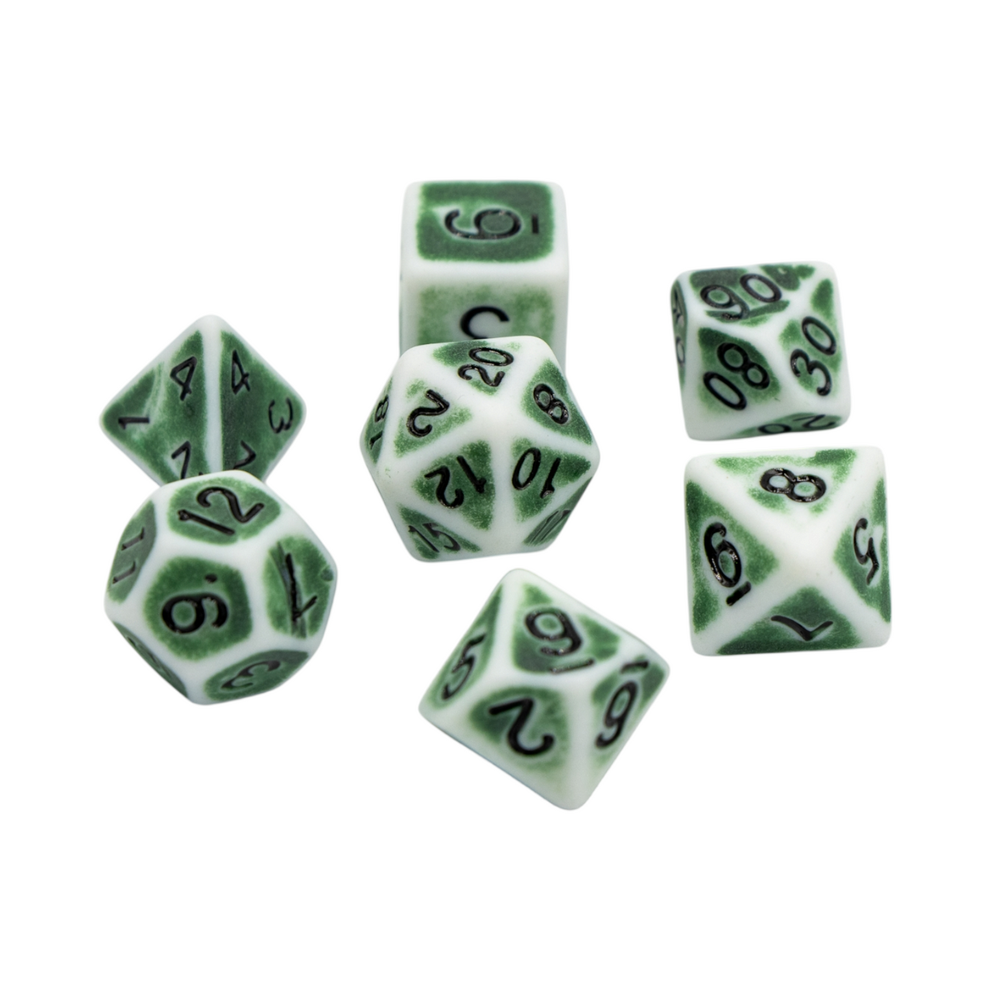 7-teiliges RPG Würfelset Ancient: Flintstone Green