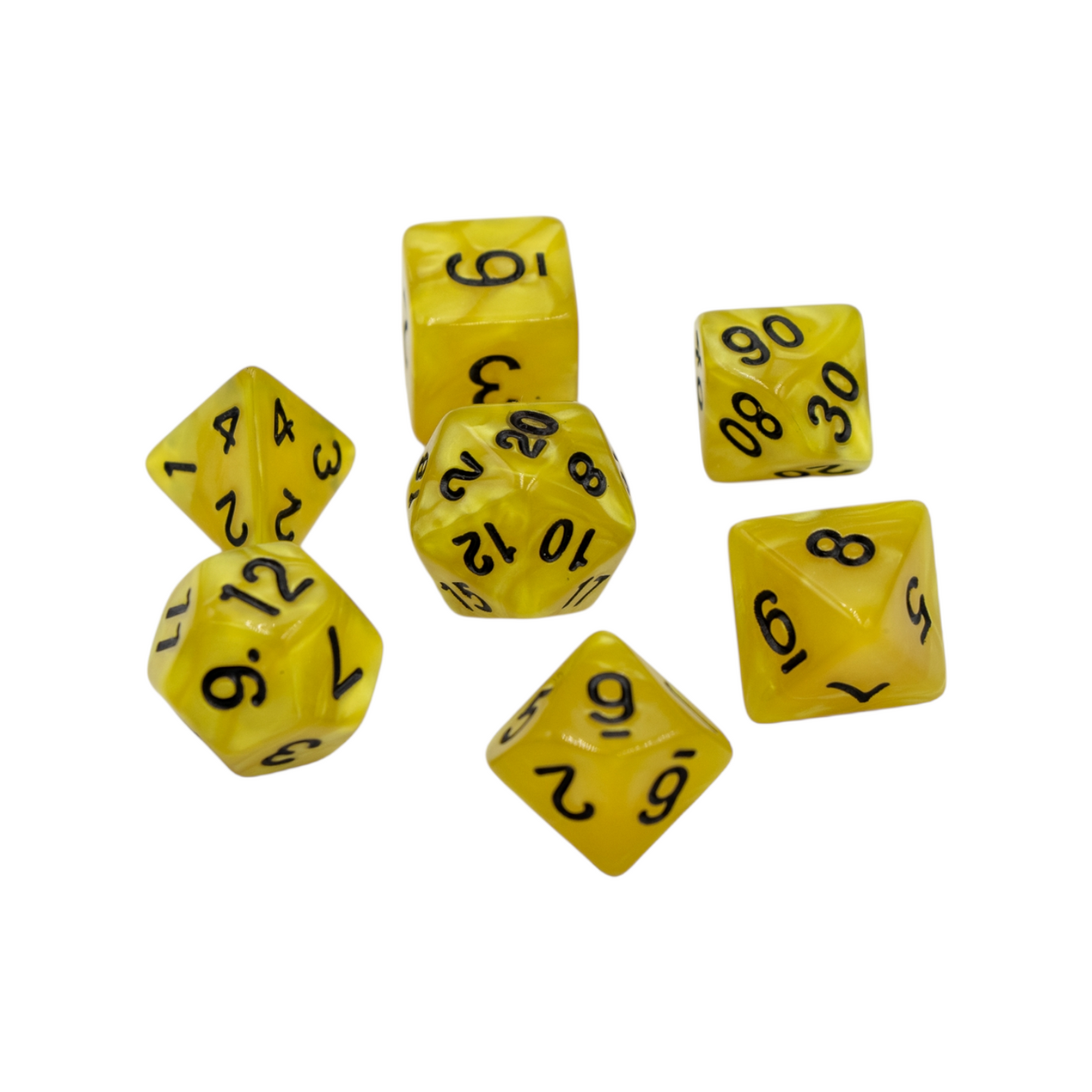 7-teiliges RPG Würfelset Pearl: Yellow/Black