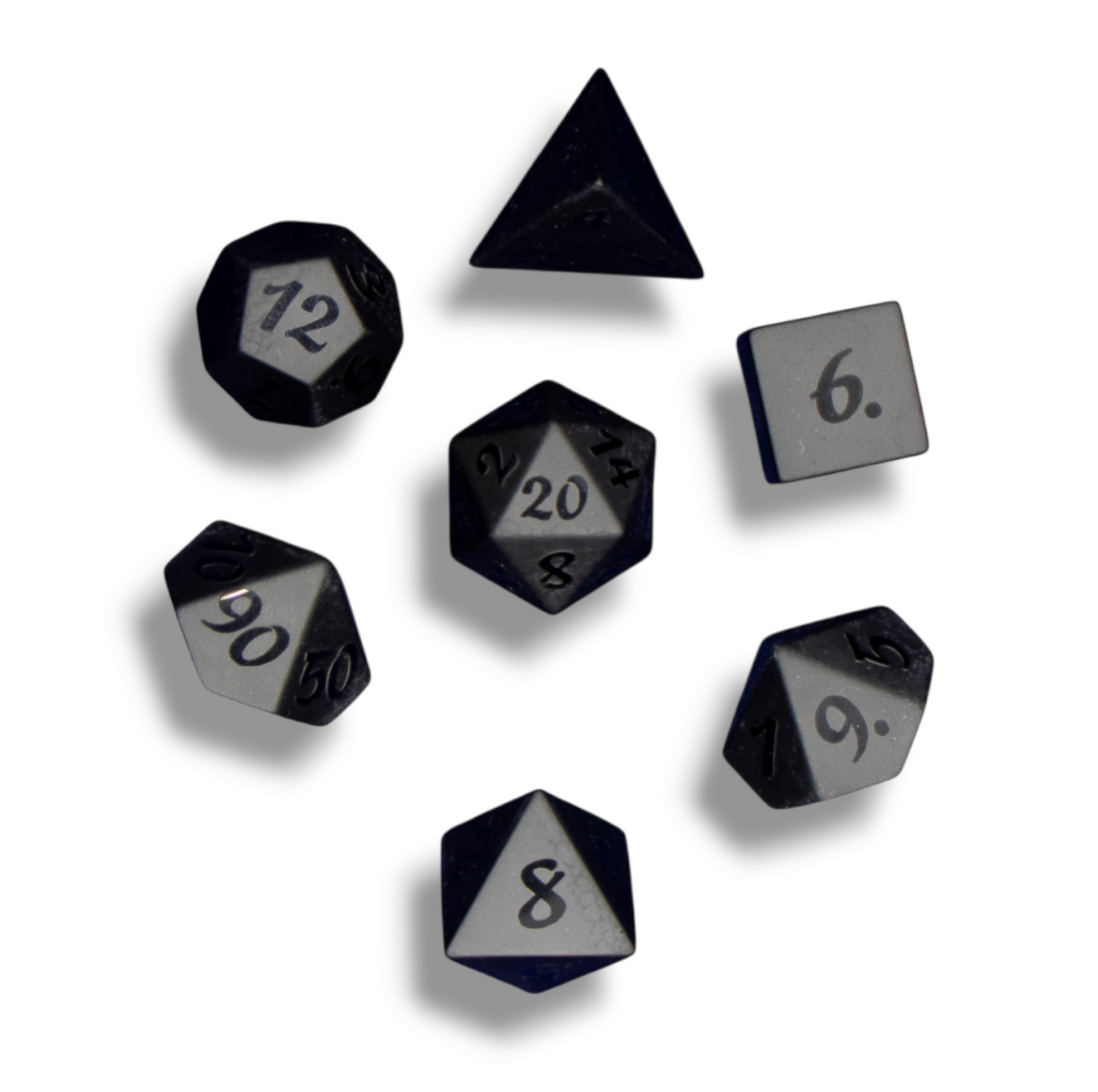 7-teiliges RPG Würfelset Edelstein: Black Obisidian