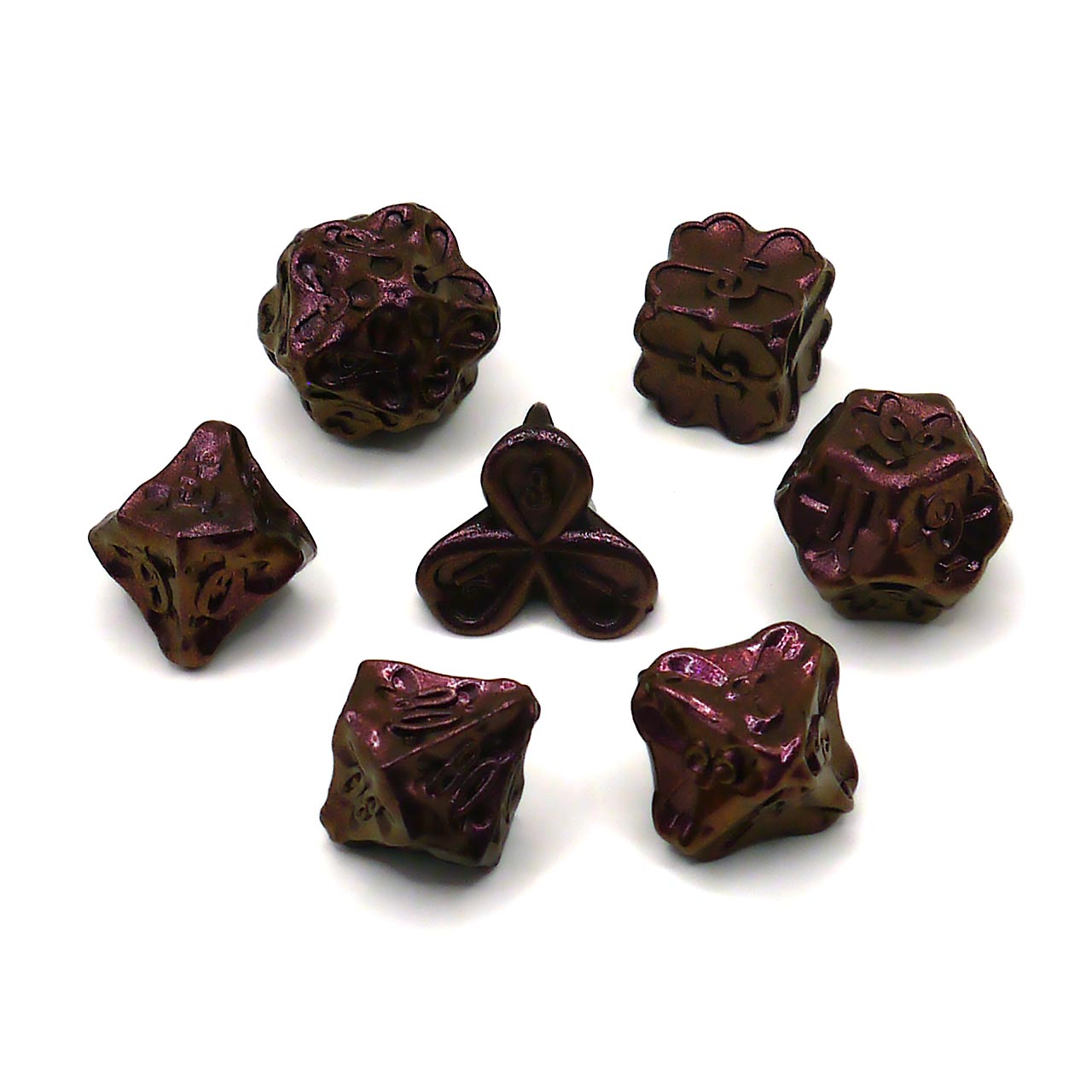 7-teiliges RPG Würfelset Metall: Clover Purple