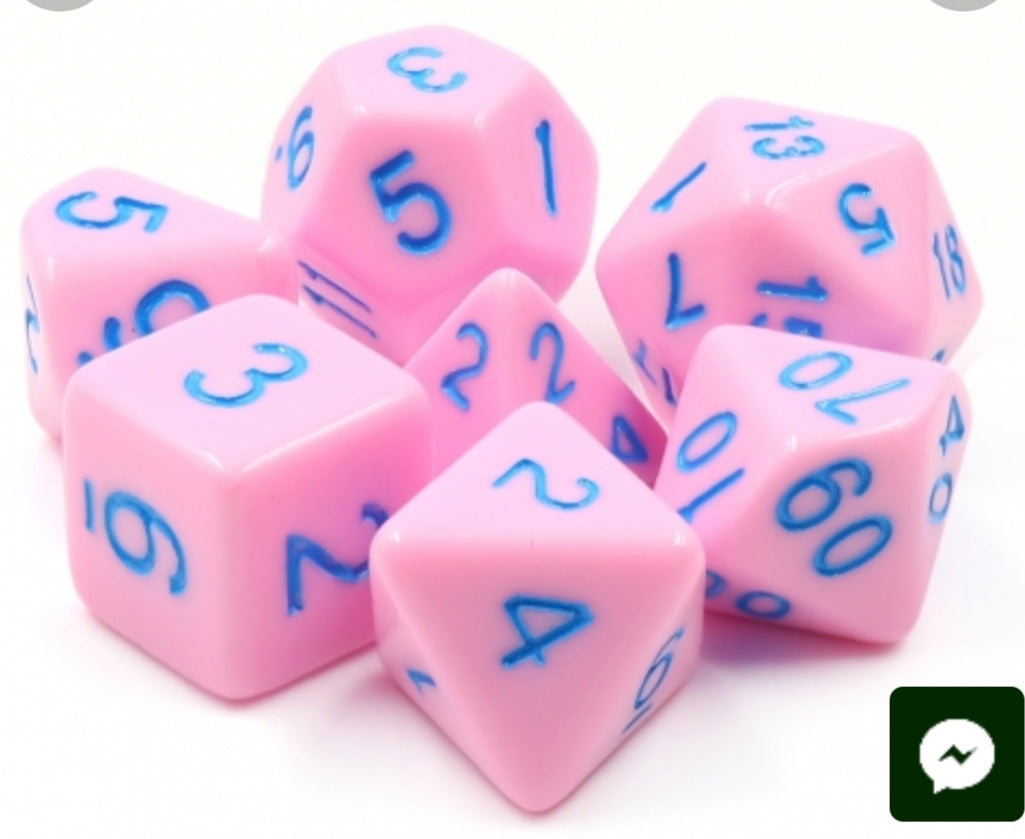 7-teiliges RPG Würfelset Opaque: Soapy Pink