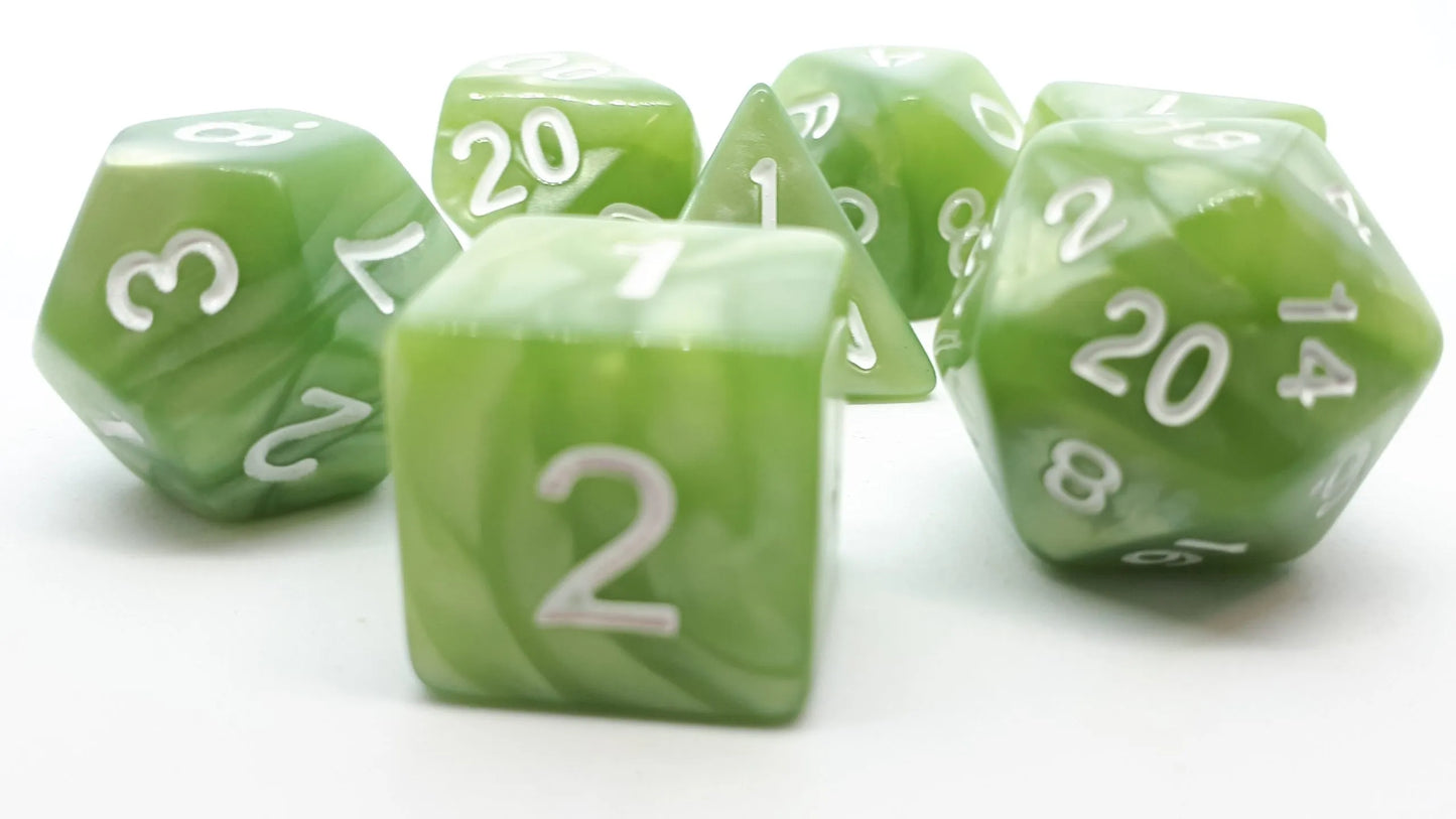 7-teiliges RPG Würfelset Pearl: Lightgreen/White