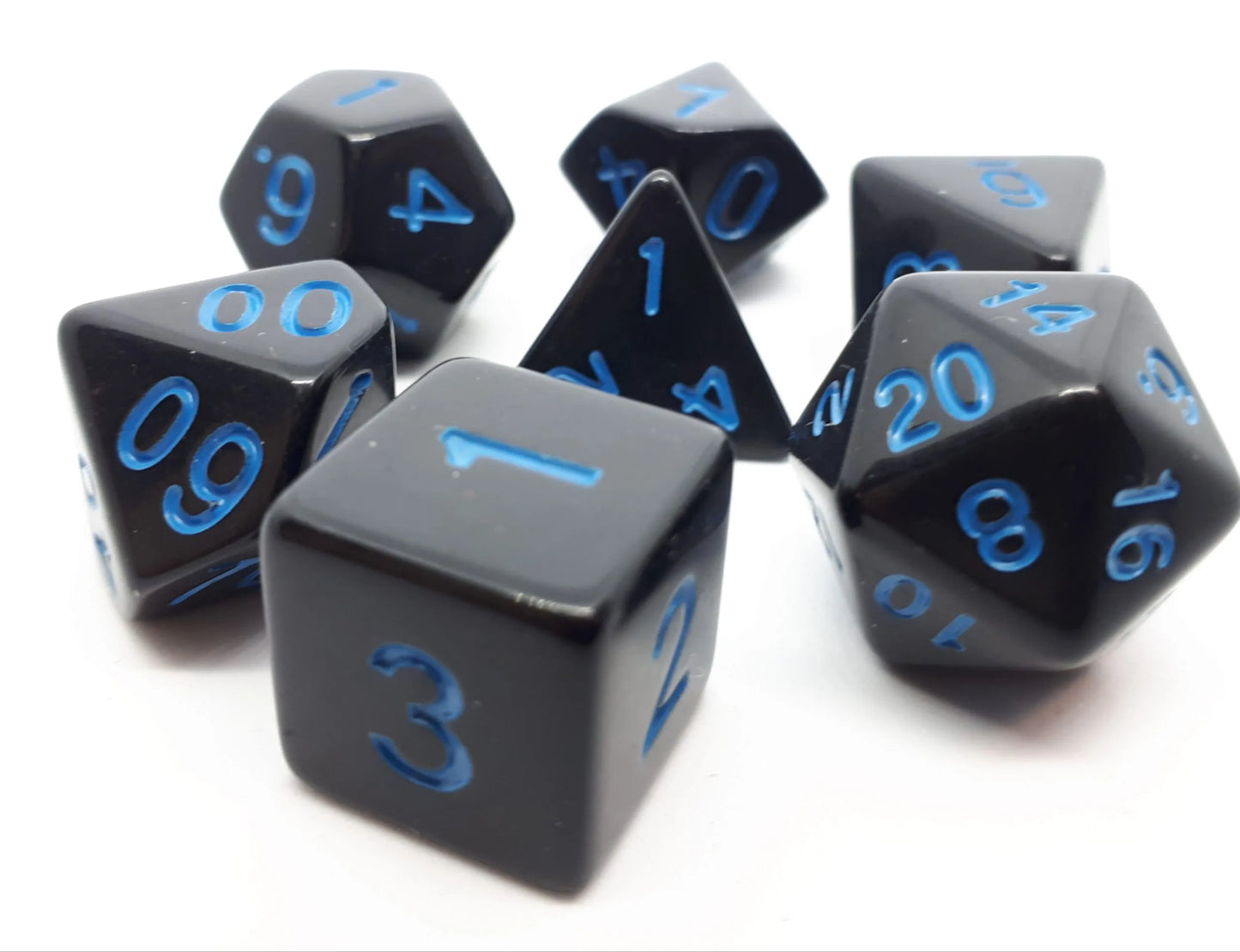 7-teiliges RPG Würfelset Opaque: Black/Blue
