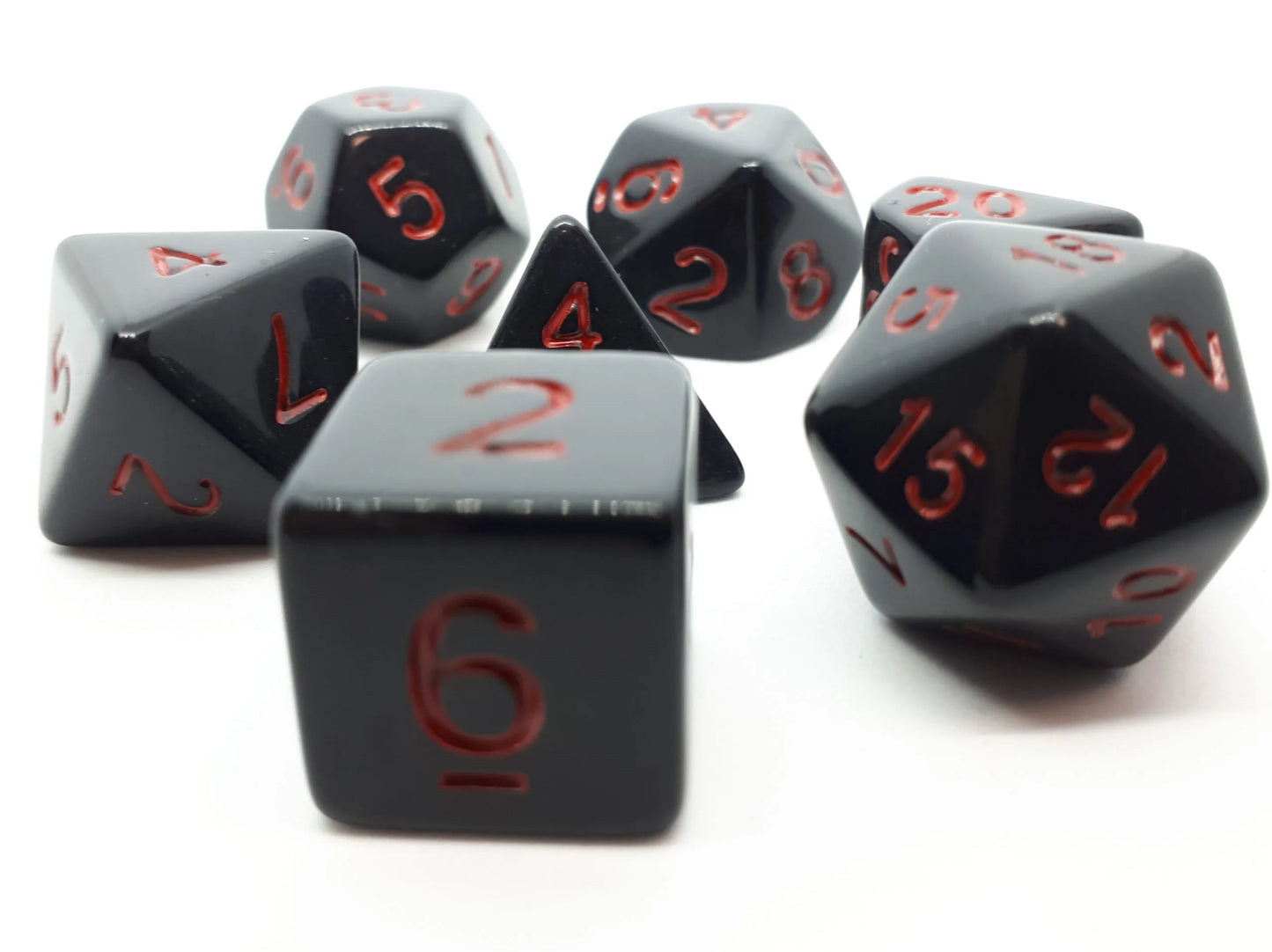 7-teiliges RPG Würfelset Opaque: Black/Red