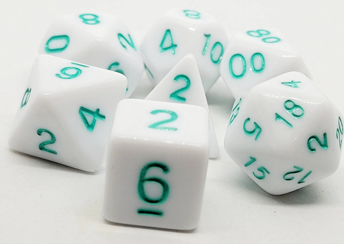 7-teiliges RPG Würfelset Opaque Marshmellow: Petrol