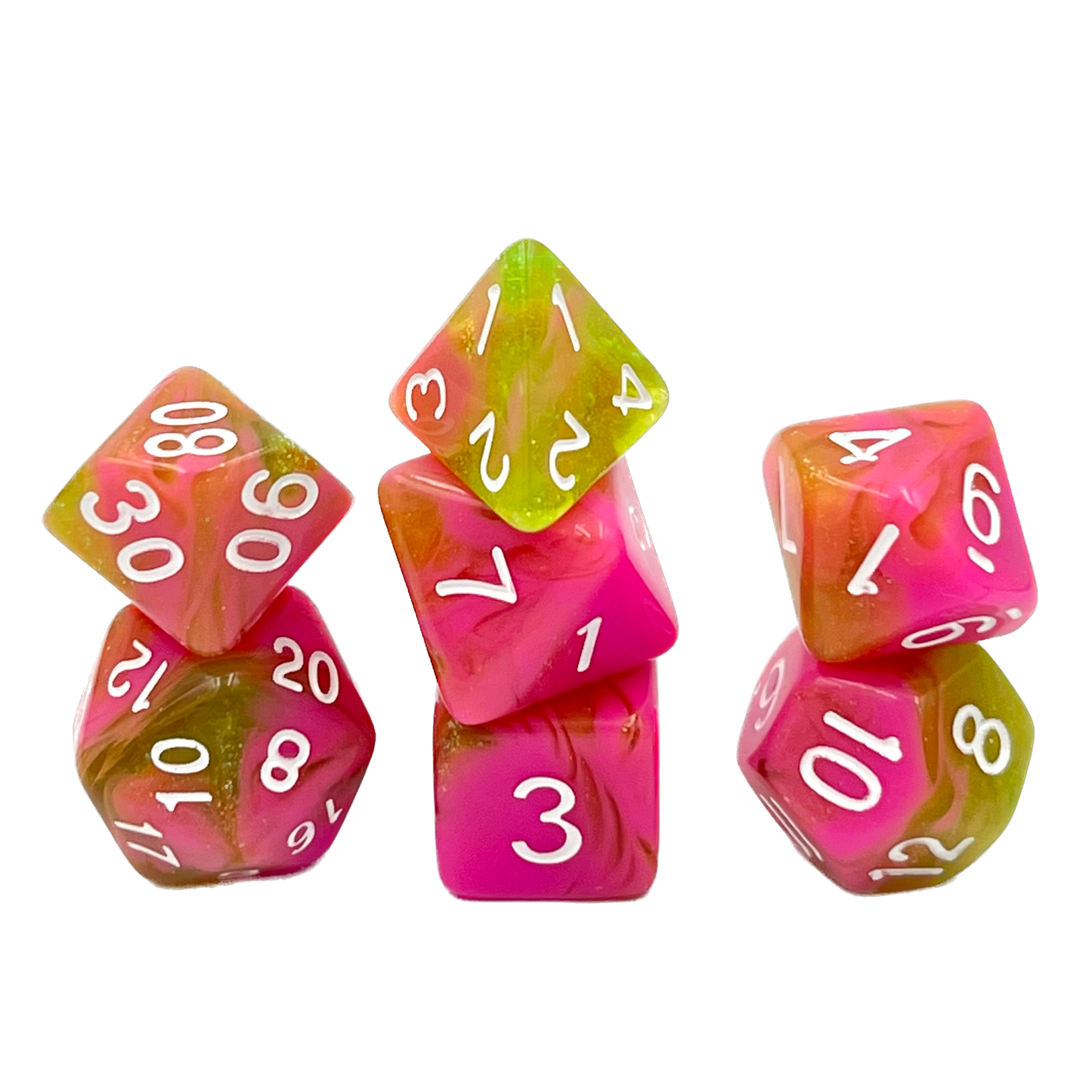 7-teiliges RPG Würfelset Mehrfarbig: Pink Apple