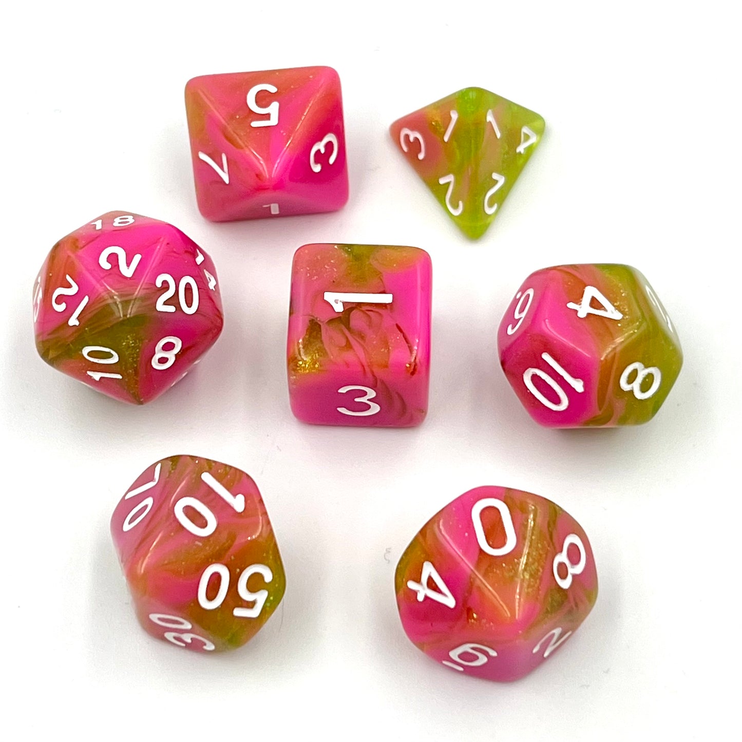 7-teiliges RPG Würfelset Mehrfarbig: Pink Apple