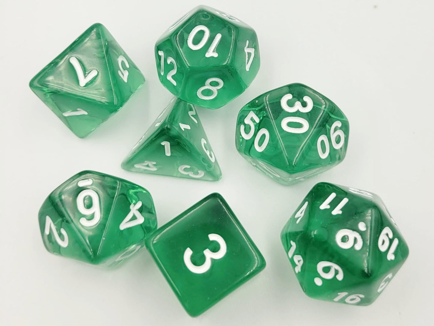 7-teiliges RPG Würfelset Transparent: Green Tea