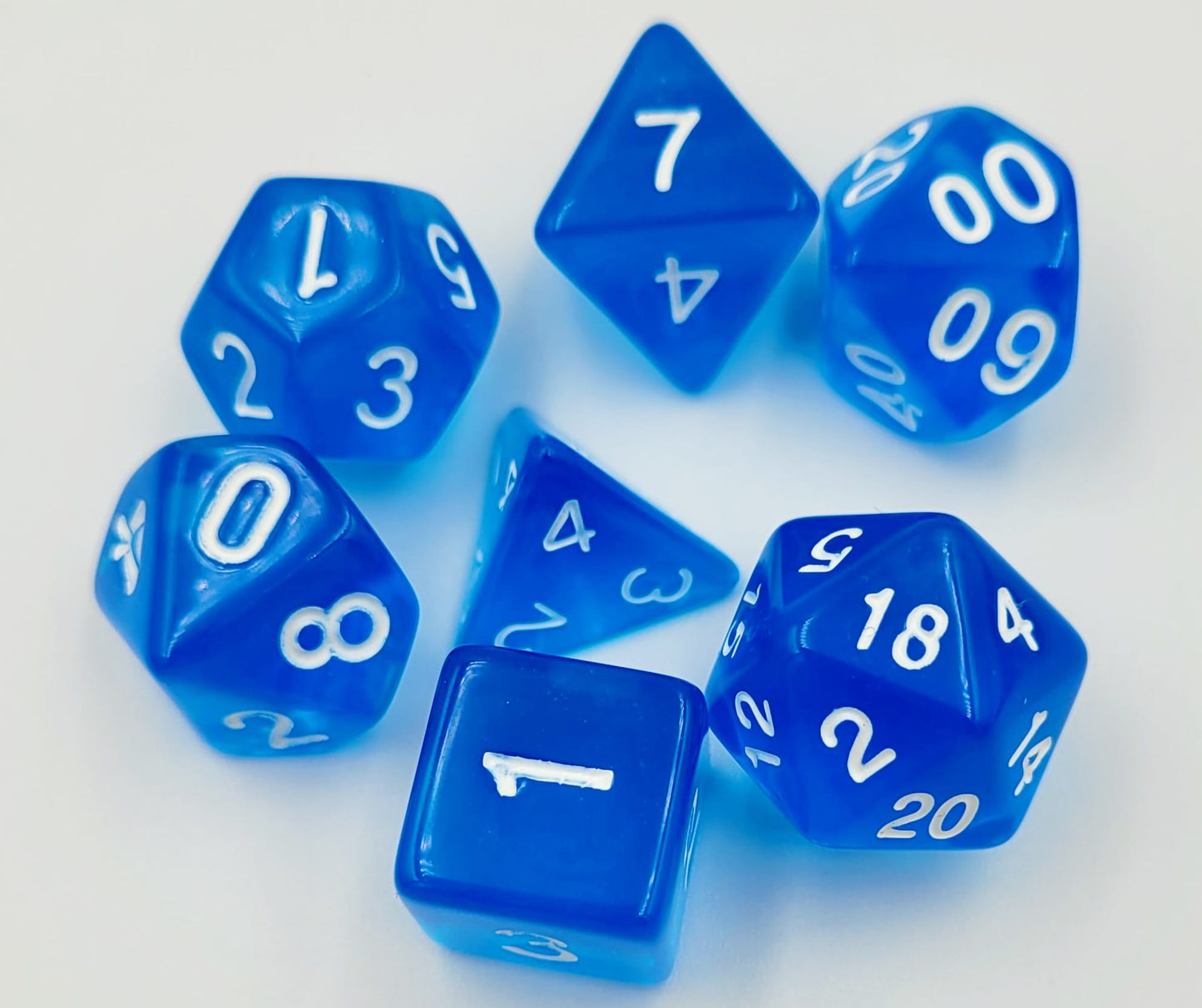 7-teiliges RPG Würfelset Transparent: Deep Blue