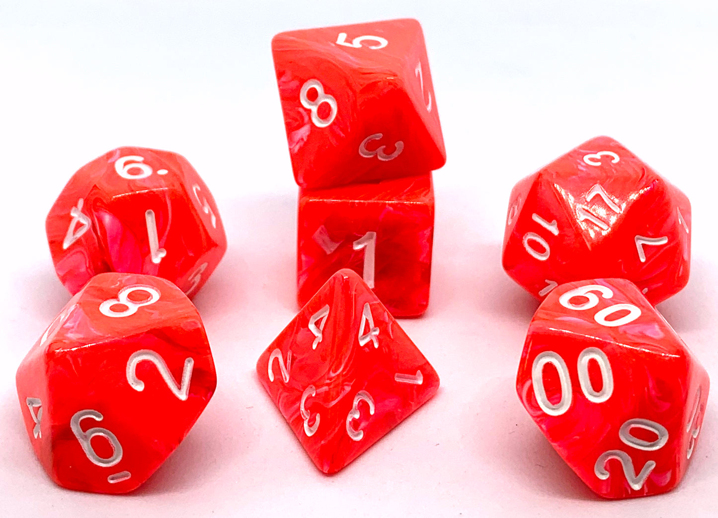 7-teiliges RPG Würfelset Candysweet: Bloody Orange