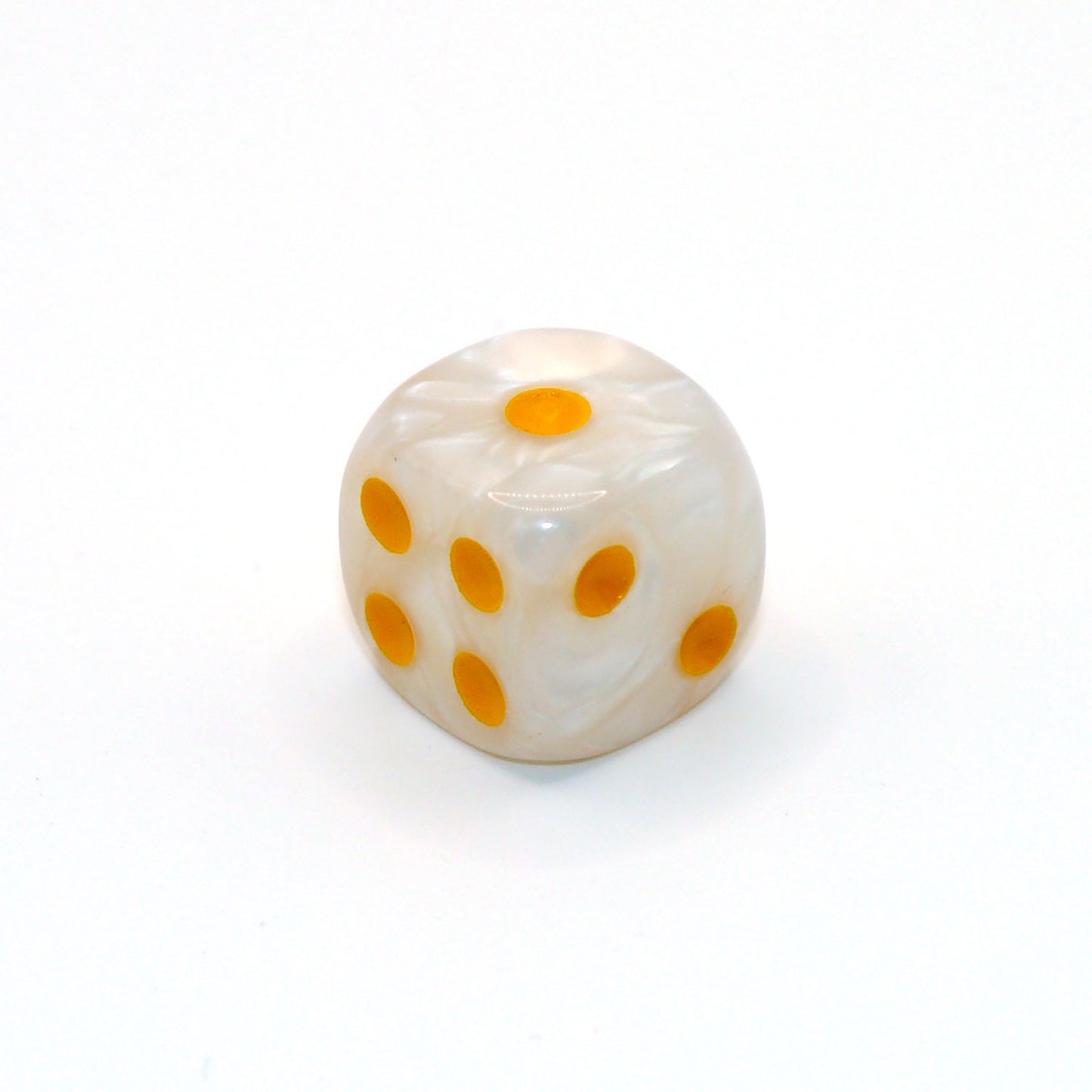 D6 1 Würfel Pearl: White/Gold
