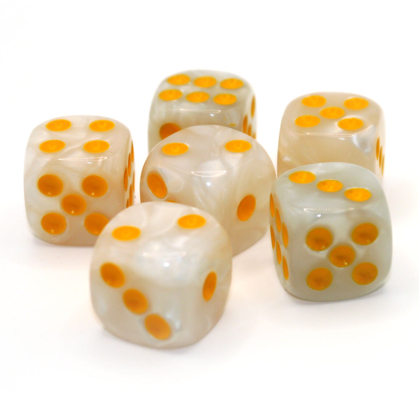 D6 Würfelset Pearl: White/Gold
