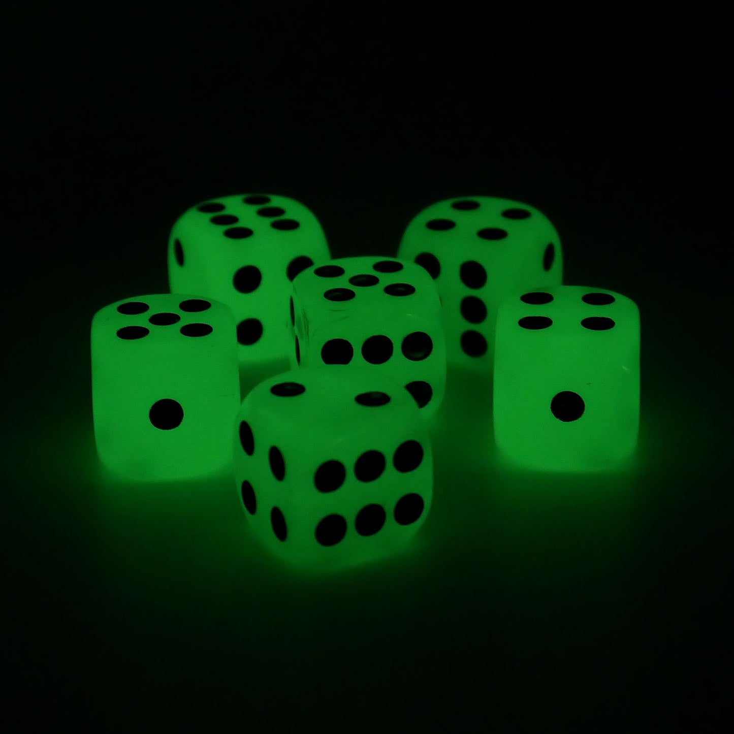 D6 Würfelset: Glow in the dark
