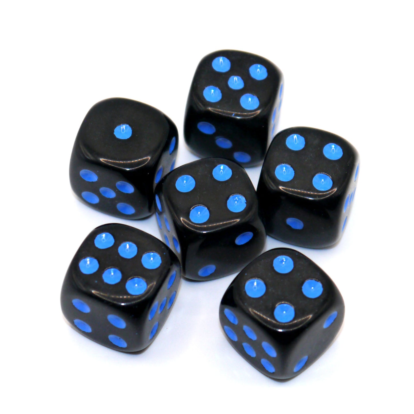 D6 Würfelset Opaque: Black/Blue