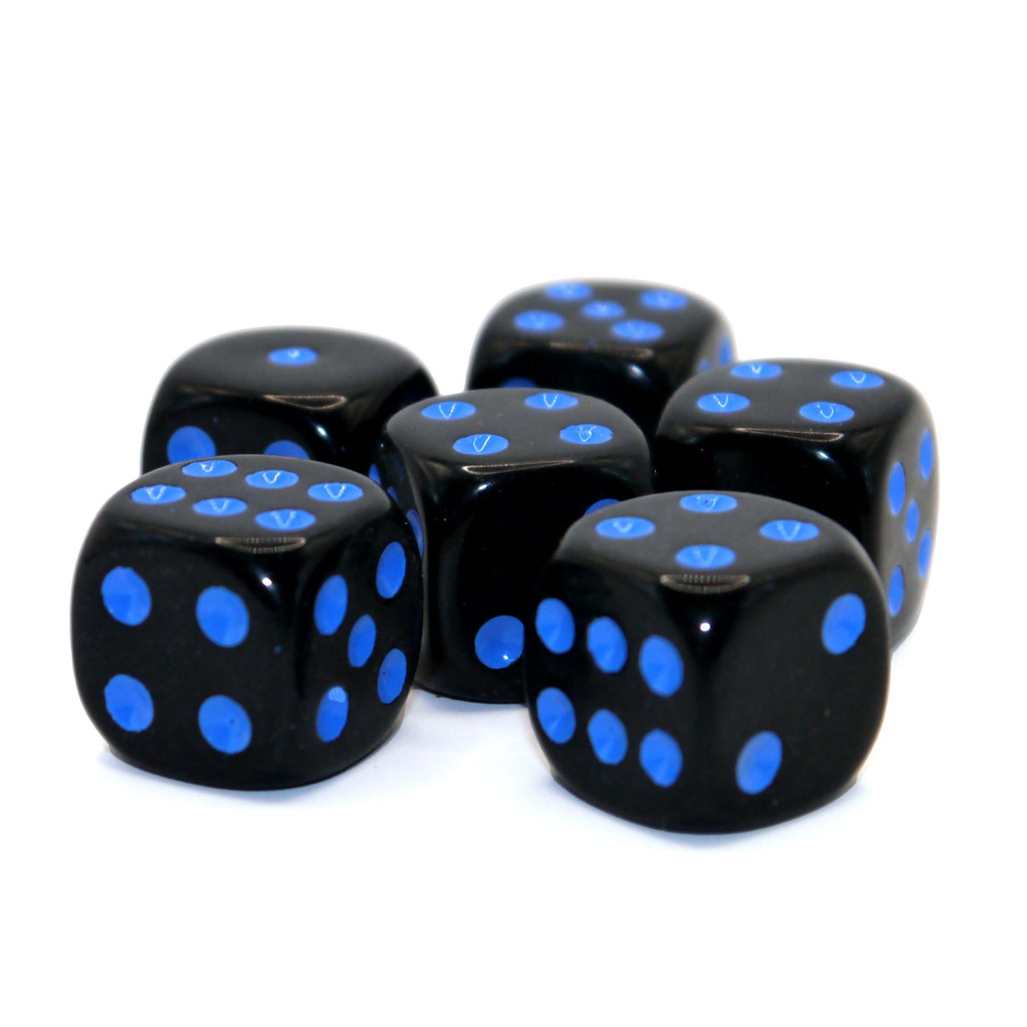 D6 Würfelset Opaque: Black/Blue