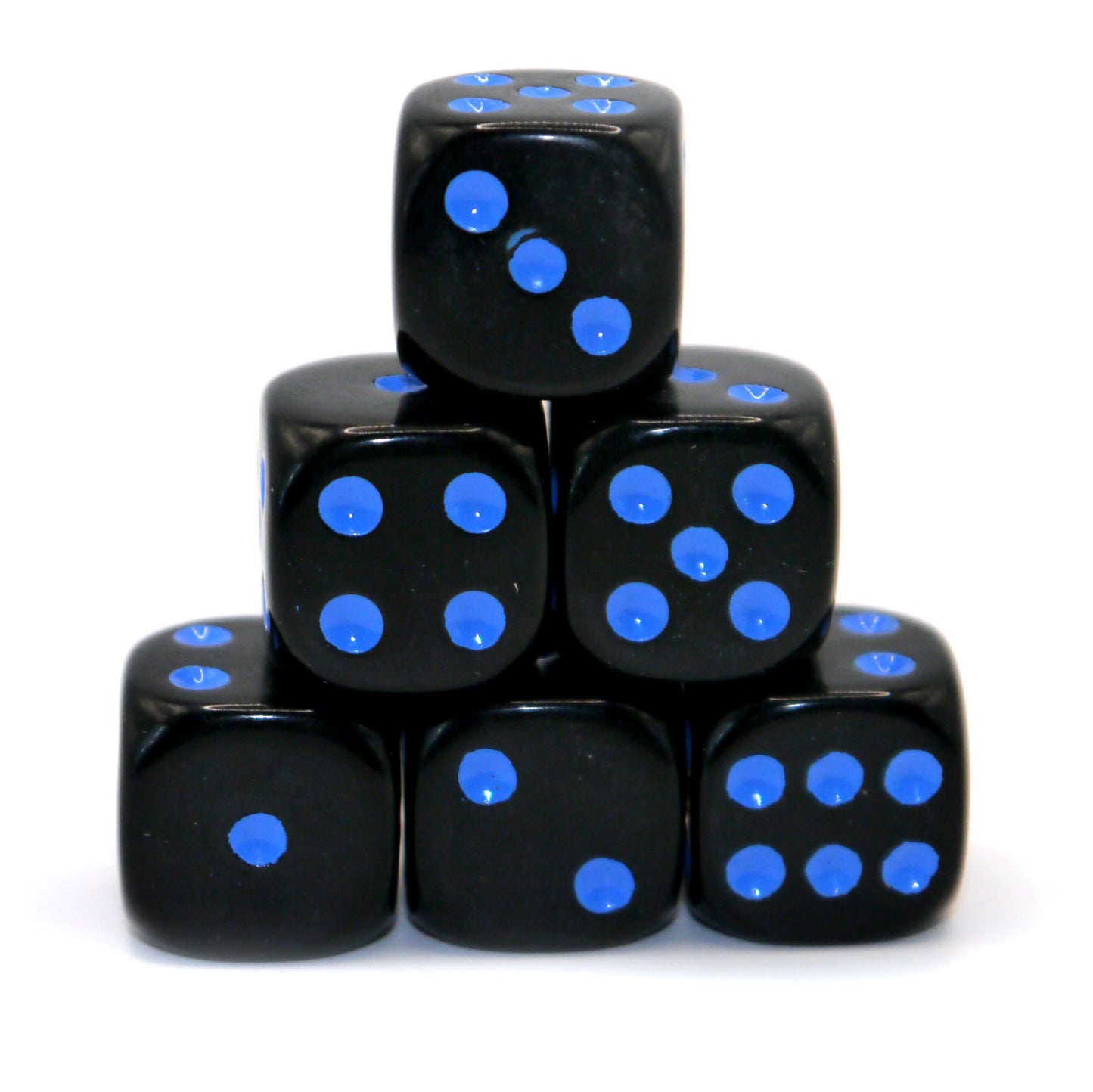 D6 Würfelset Opaque: Black/Blue