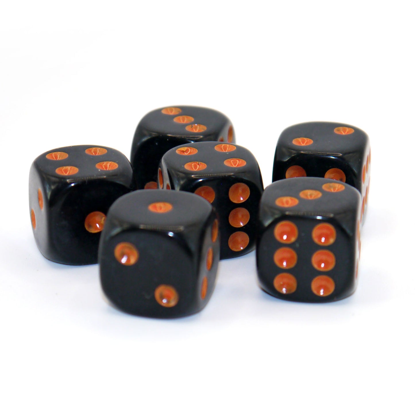 D6 Würfelset Opaque: Black/Orange