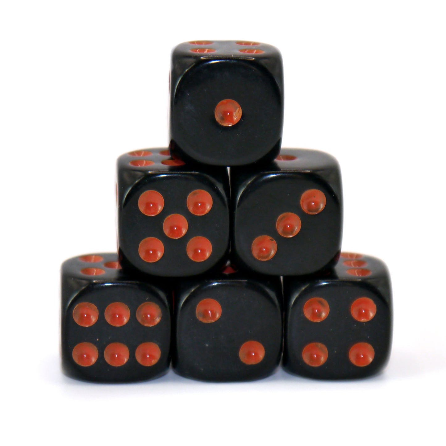 D6 Würfelset Opaque: Black/Orange