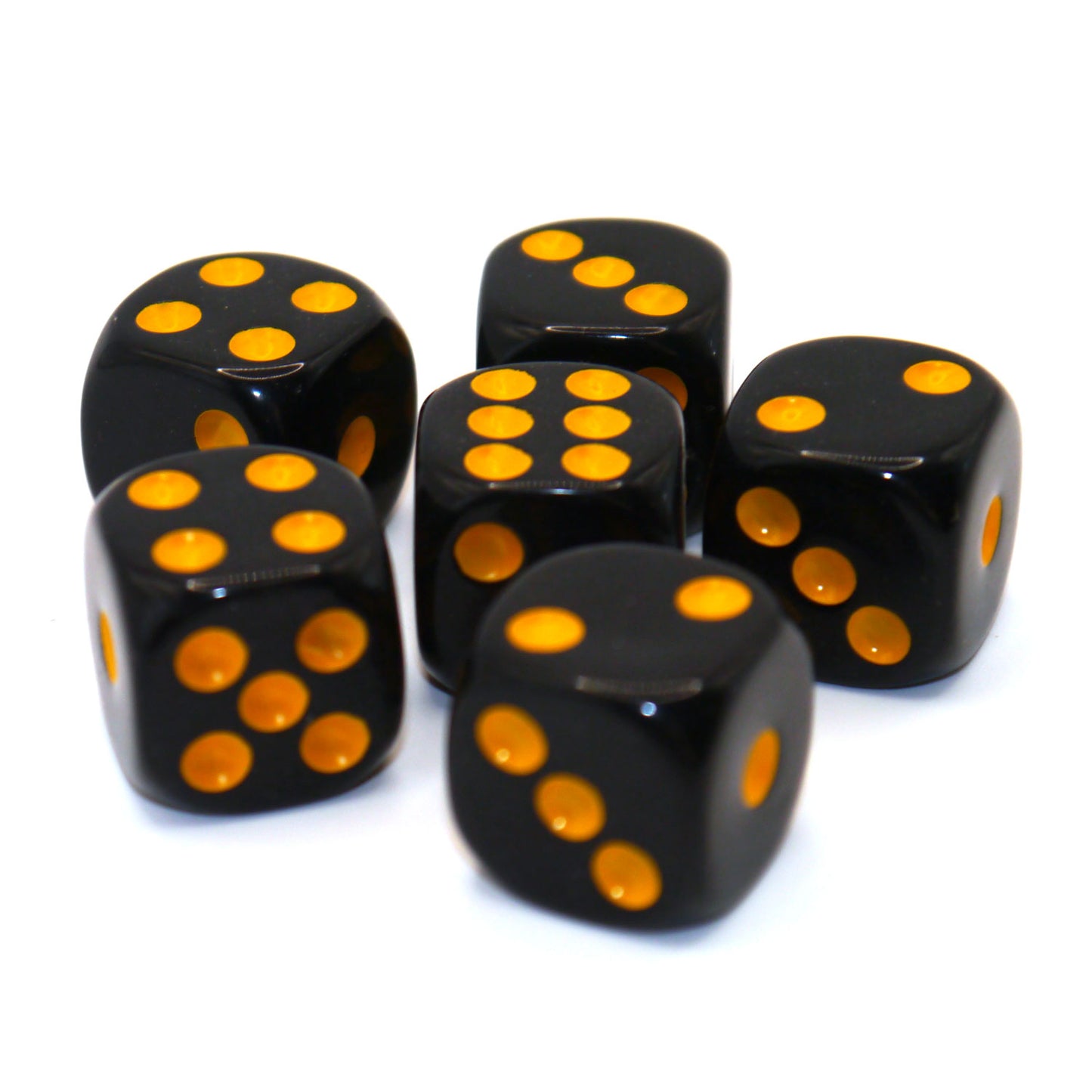 D6 Würfelset Opaque: Black/Yellow