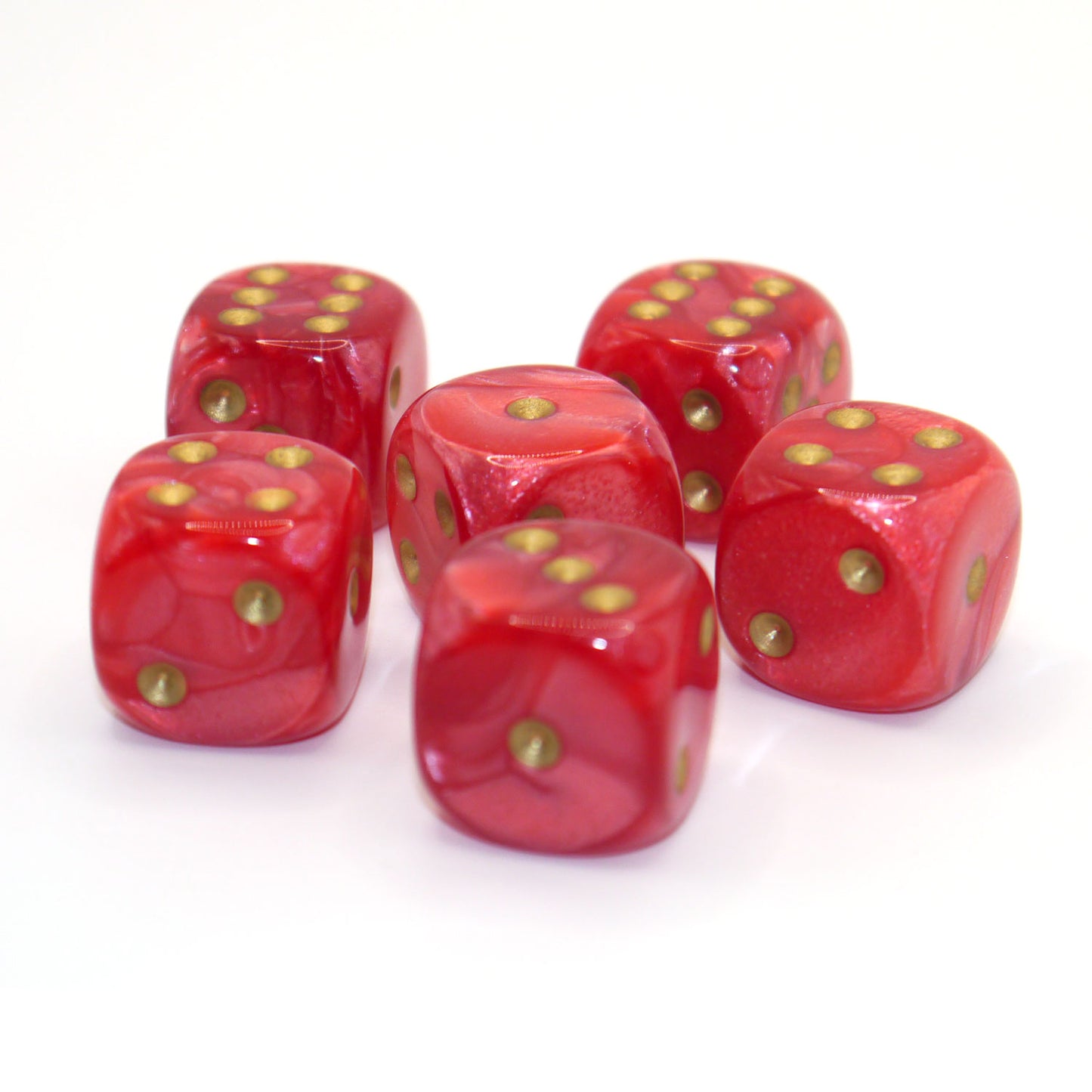 D6 Würfelset Pearl: Red/Gold