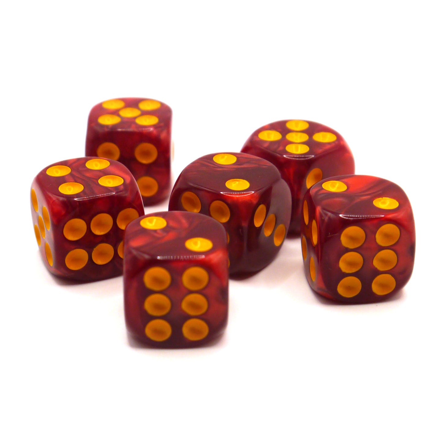 D6 Würfelset Pearl: Red/Yellow