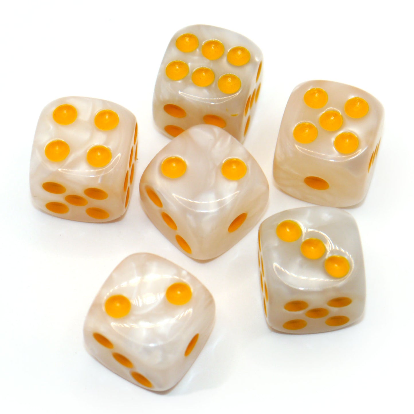D6 Würfelset Pearl: White/Gold
