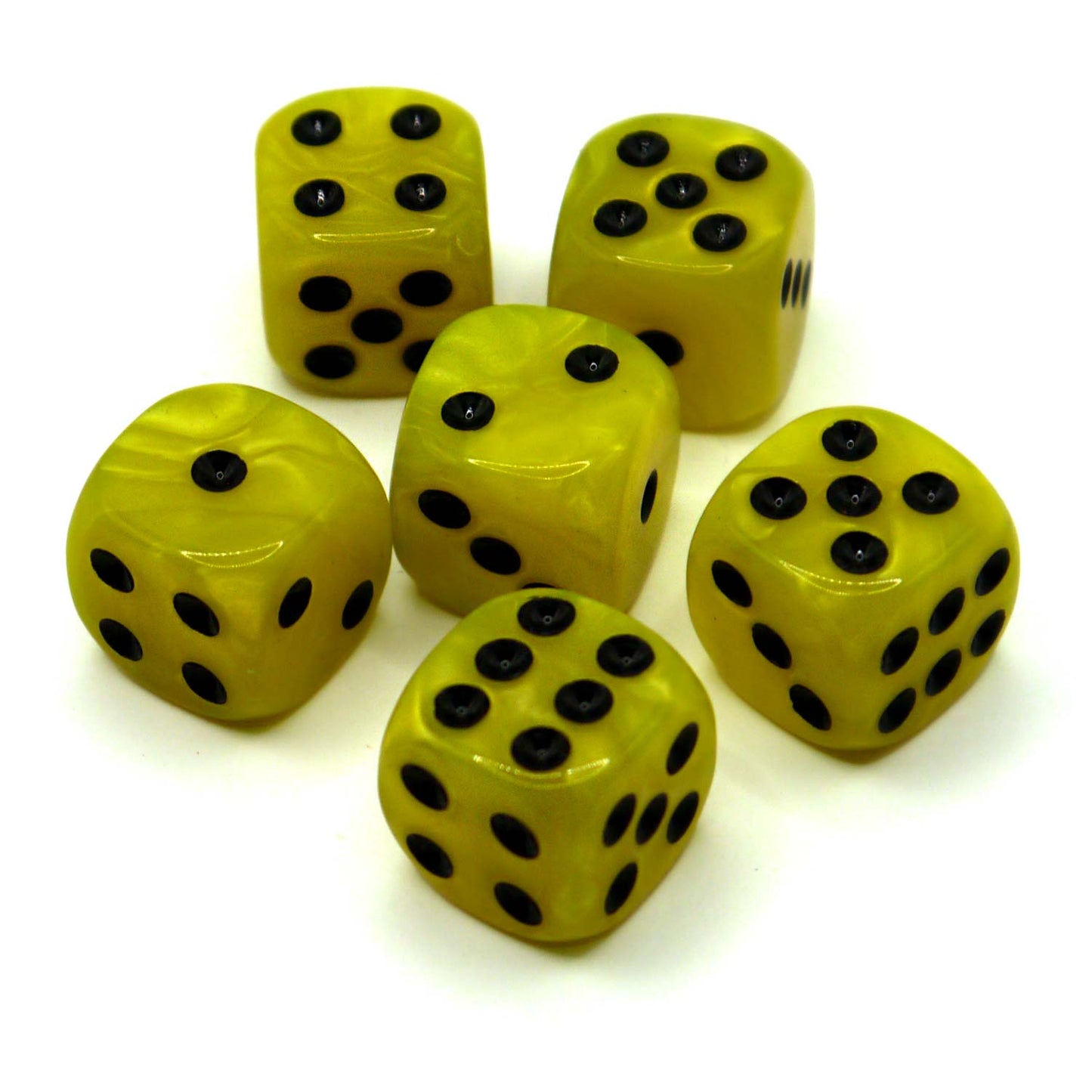 D6 Würfelset Pearl: Yellow/Black