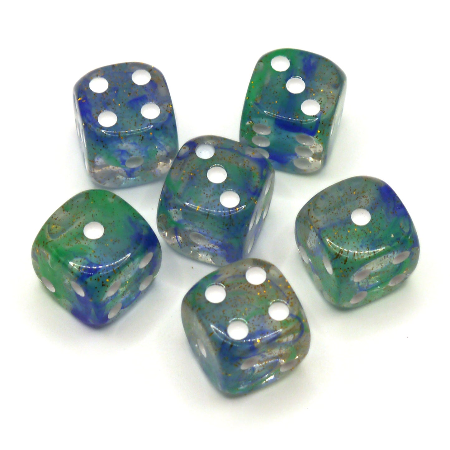 D6 Würfelset: Starlights Blue/Green