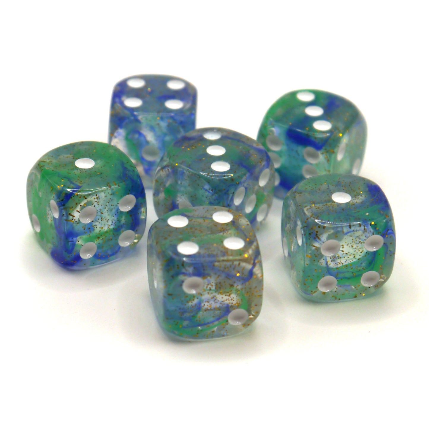 D6 Würfelset: Starlights Blue/Green