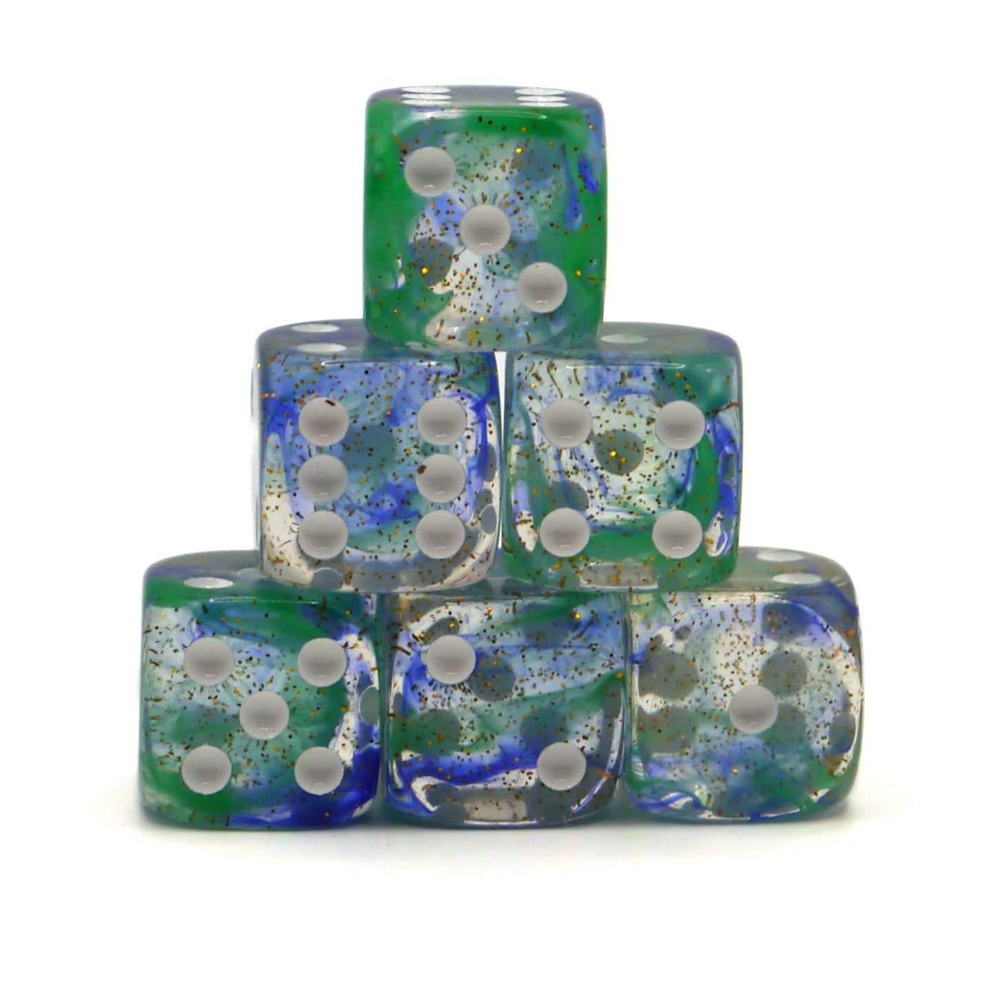 D6 Würfelset: Starlights Blue/Green