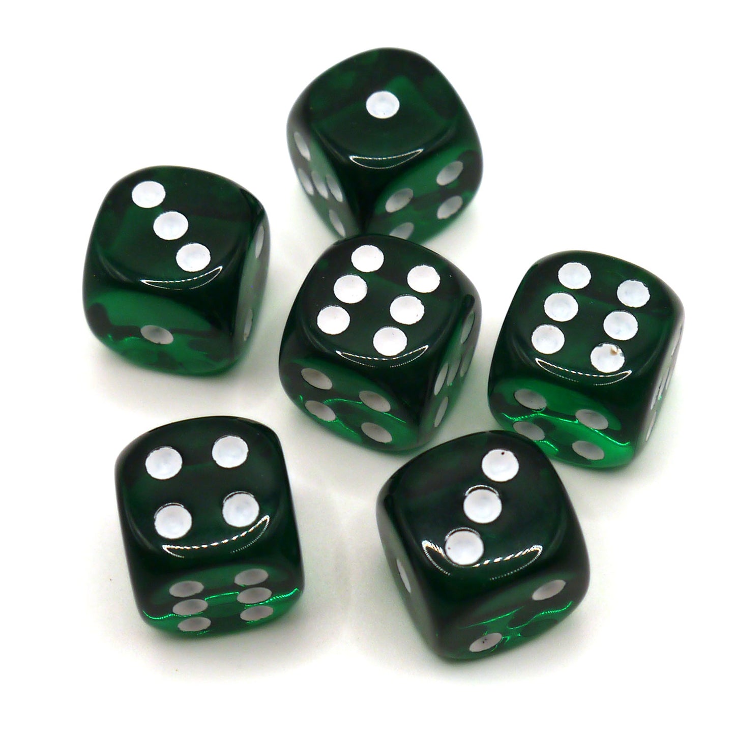 D6 Würfelset Transparent: Darkgreen