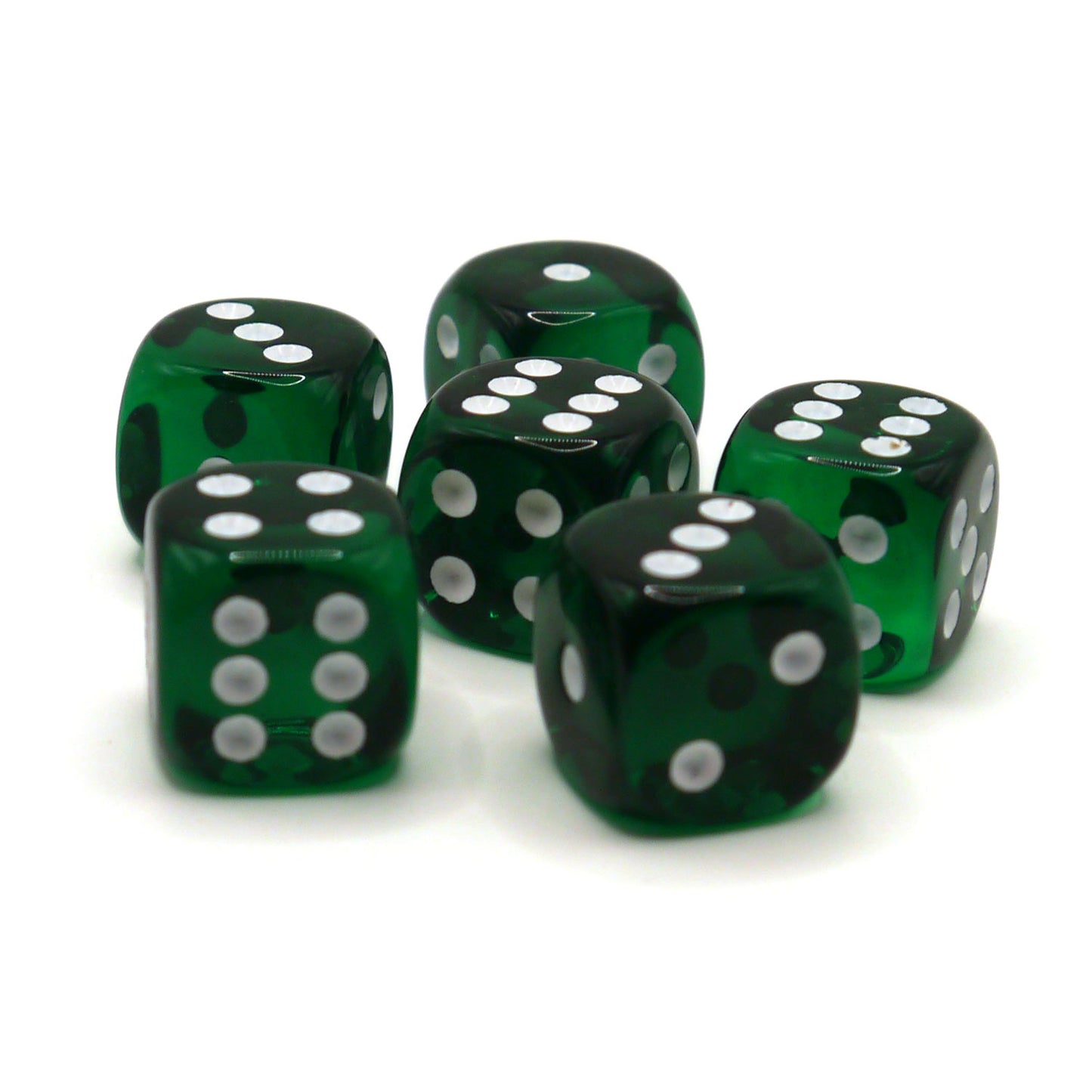 D6 Würfelset Transparent: Darkgreen
