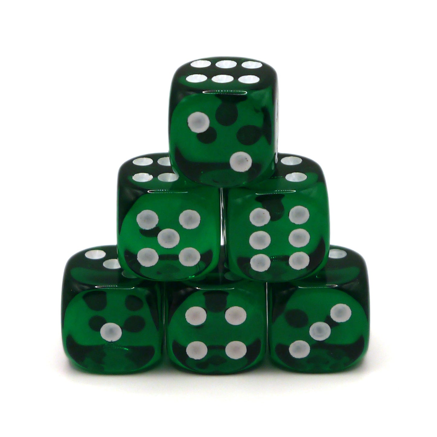 D6 Würfelset Transparent: Darkgreen