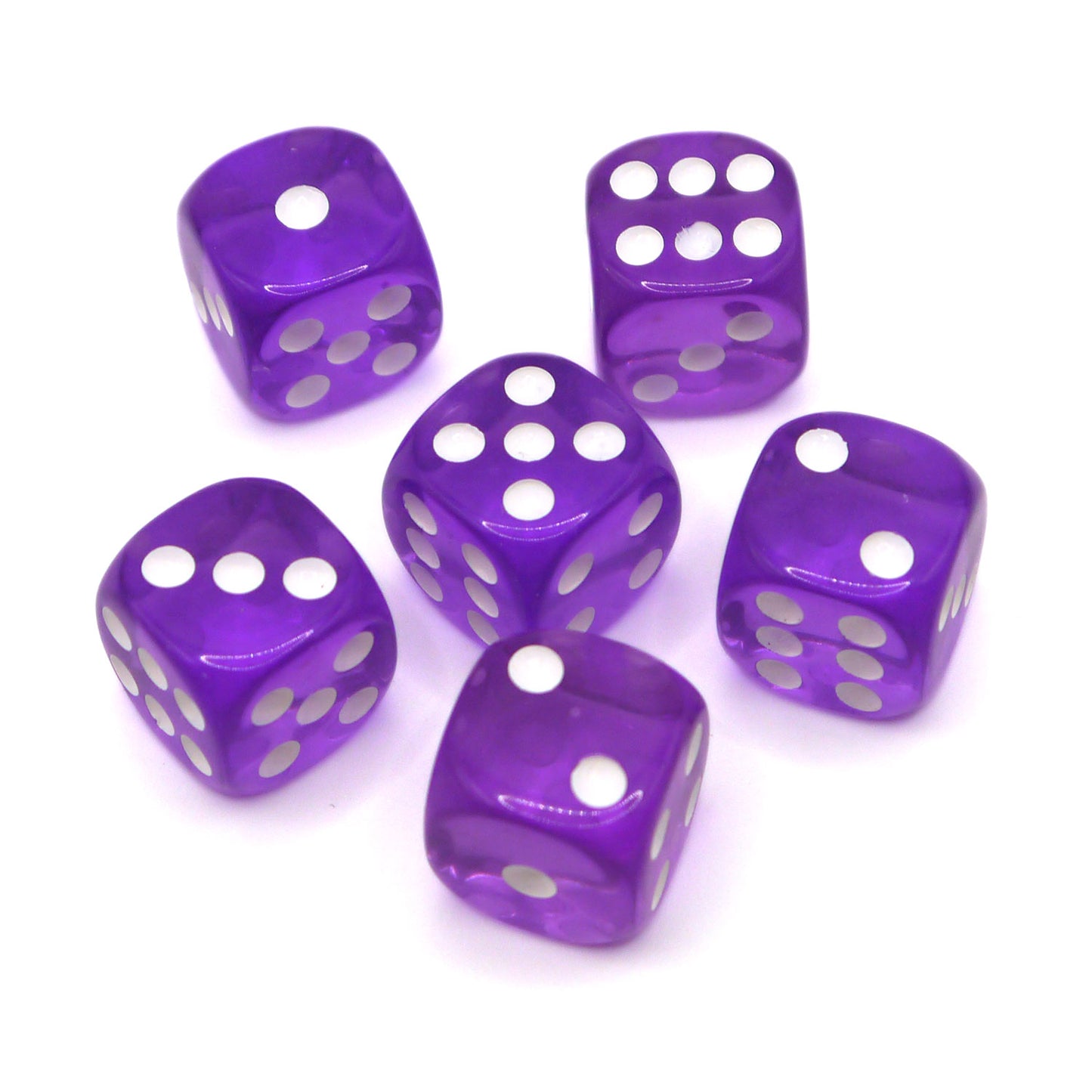 D6 Würfelset Transparent: Purple