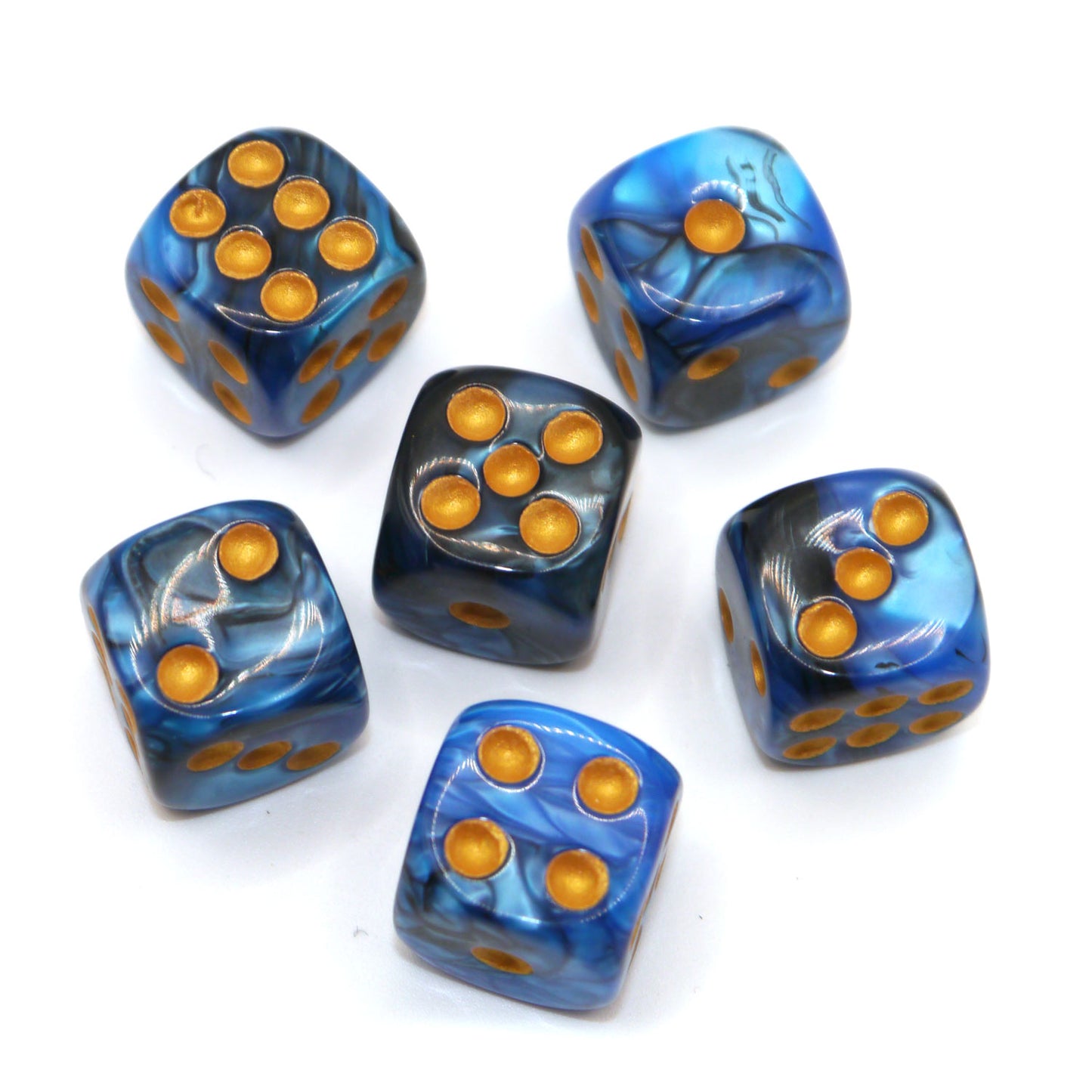 D6 Würfelset Two Toned: Blue-Black/Gold