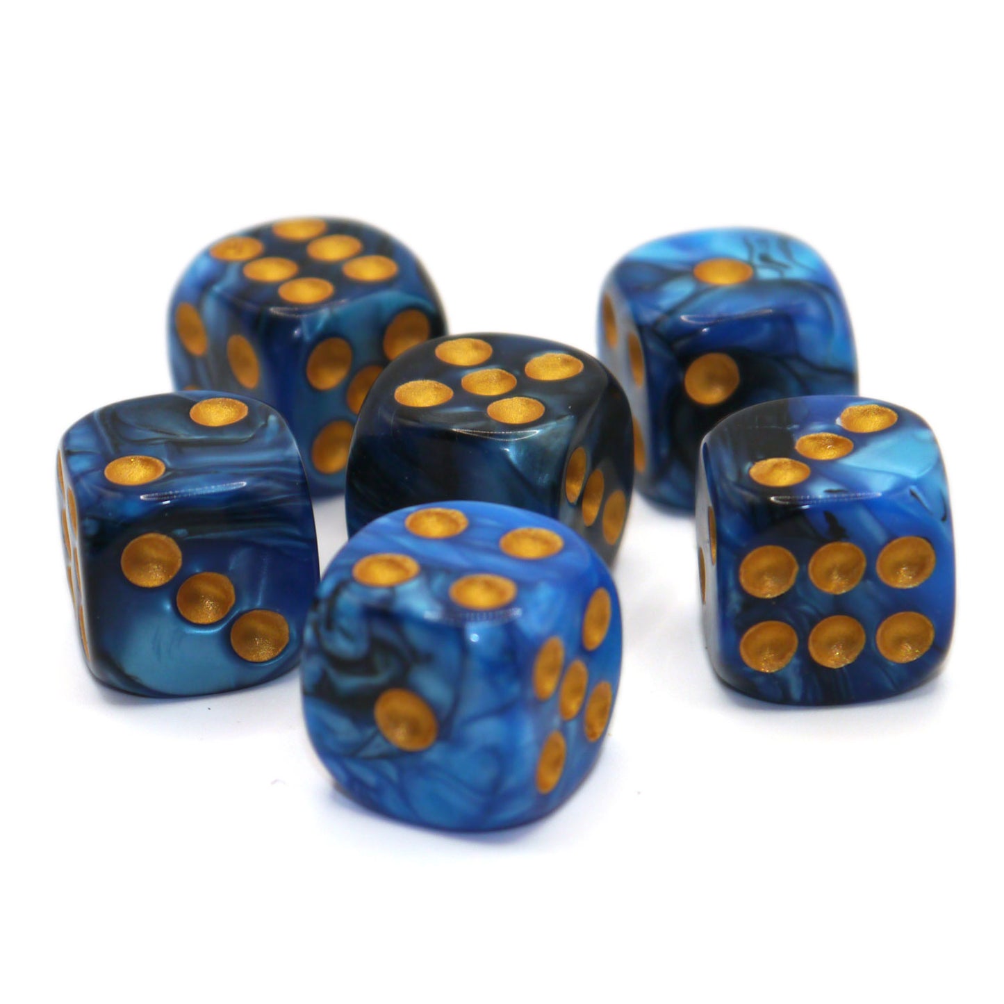 D6 Würfelset Two Toned: Blue-Black/Gold