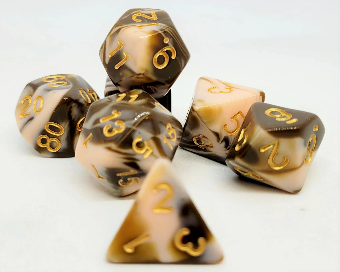 7-teiliges RPG Würfelset Mehrfarbig: Cappuccino