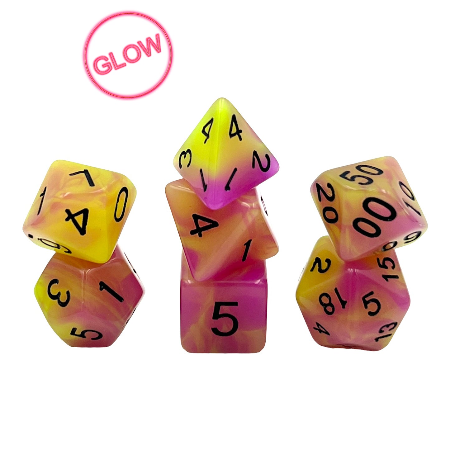 7-teiliges RPG Würfelset Glow: Passion